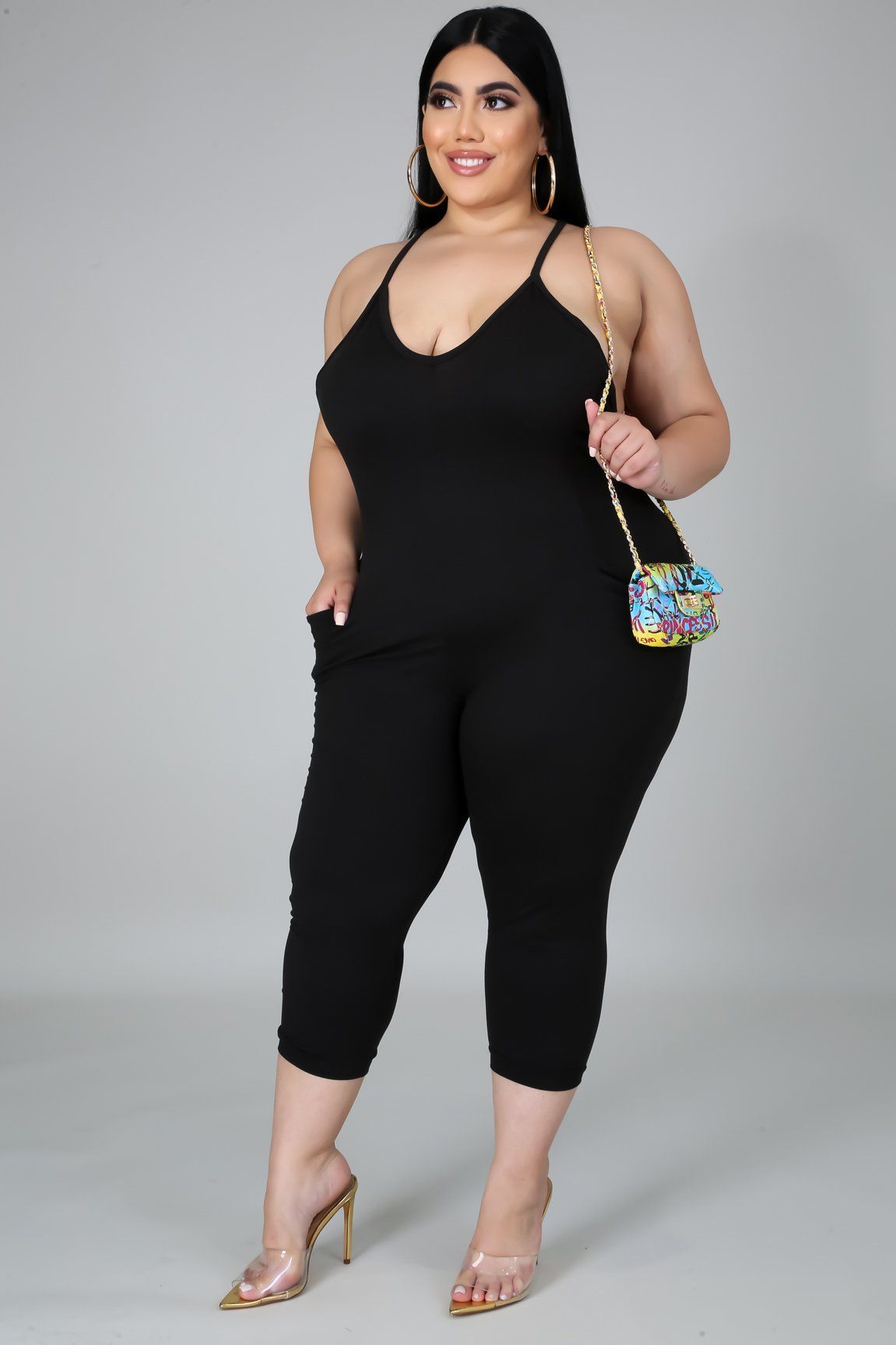 Forever Yours Women's Curve Flattering Black Jumpsuit - Slimming & Comfortable for Casual Wear, Date Night & Office Outfits