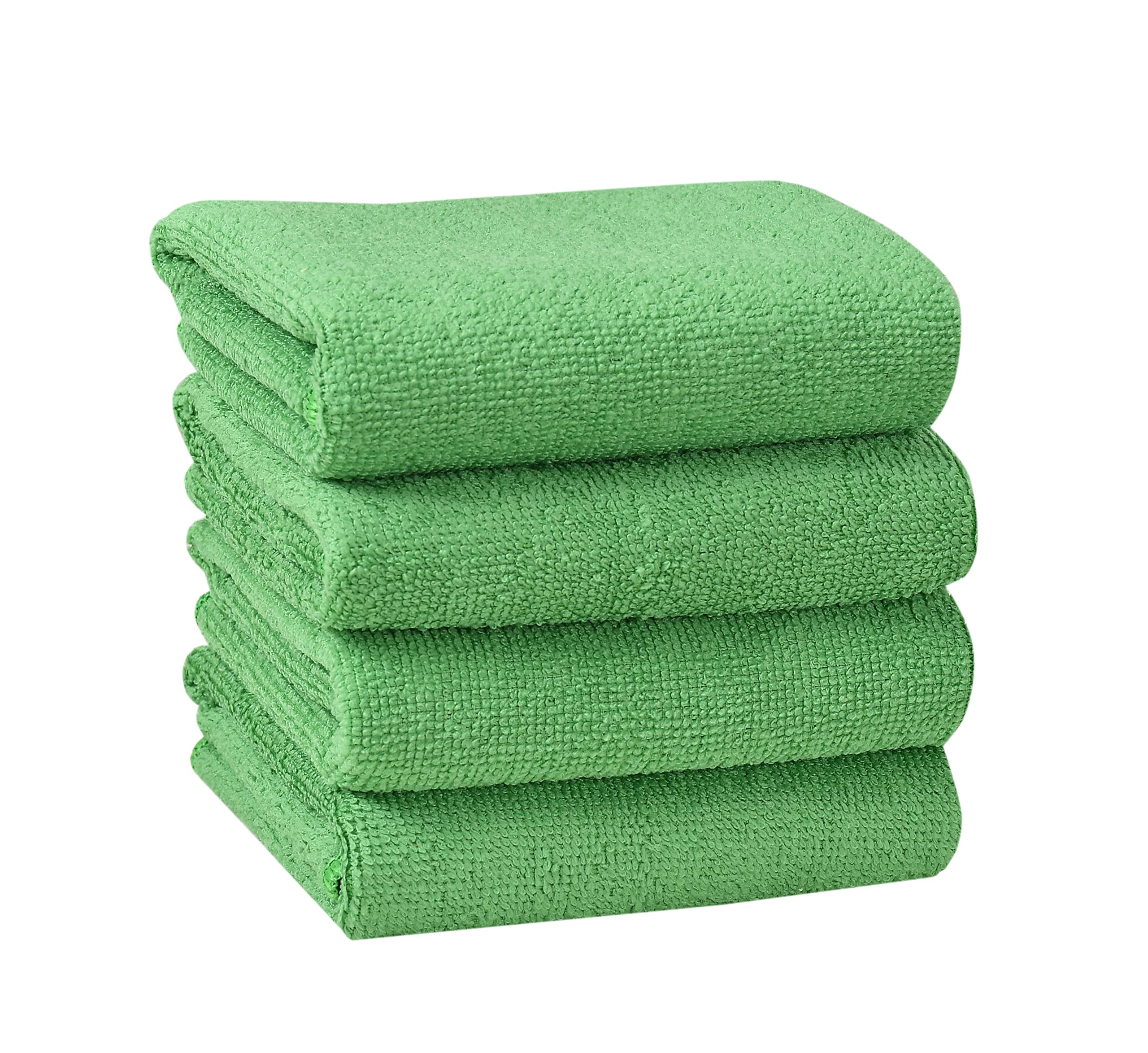 Megakleen Premium Microfiber Cleaning Cloths - Extra Thick, Super Absorbent, Lint-Free for Cars, Home & Kitchen (4-Pack, 16x16 Inches, Green) | Perfect for Car Detailing, Dusting Furniture & Household Cleaning