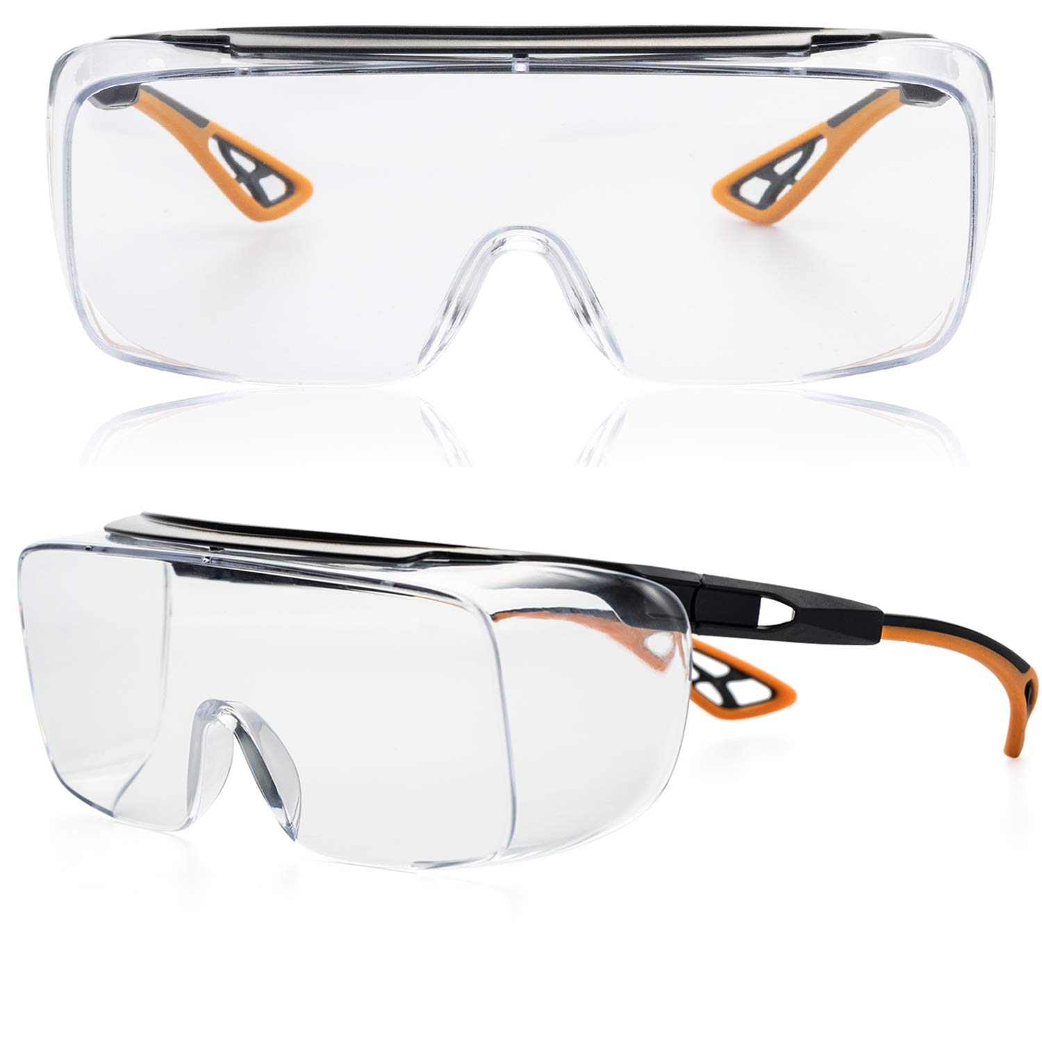 PAERDE Anti-Fog Safety Glasses Over Prescription Eyewear - Clear Protective Goggles for Work, DIY & Lab Use | ANSI Certified Eye Protection for Woodworking, Construction & Chemical Handling