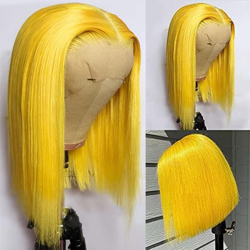 Eullair Blonde Straight Short Bob 13x4 Lace Front Wig - 100% Human Hair for Women & Girls | Summer Fashion, Cosplay, Daily Wear & Special Occasions