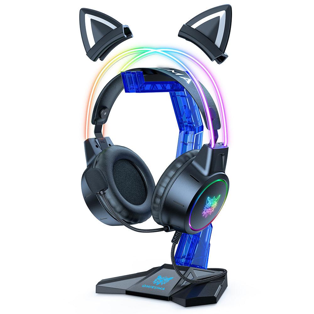 ONIKUMA ST 3 Acrylic Gaming Headset Stand with Hook - Perfect for Desk Organization & Headphone Storage for Gamers