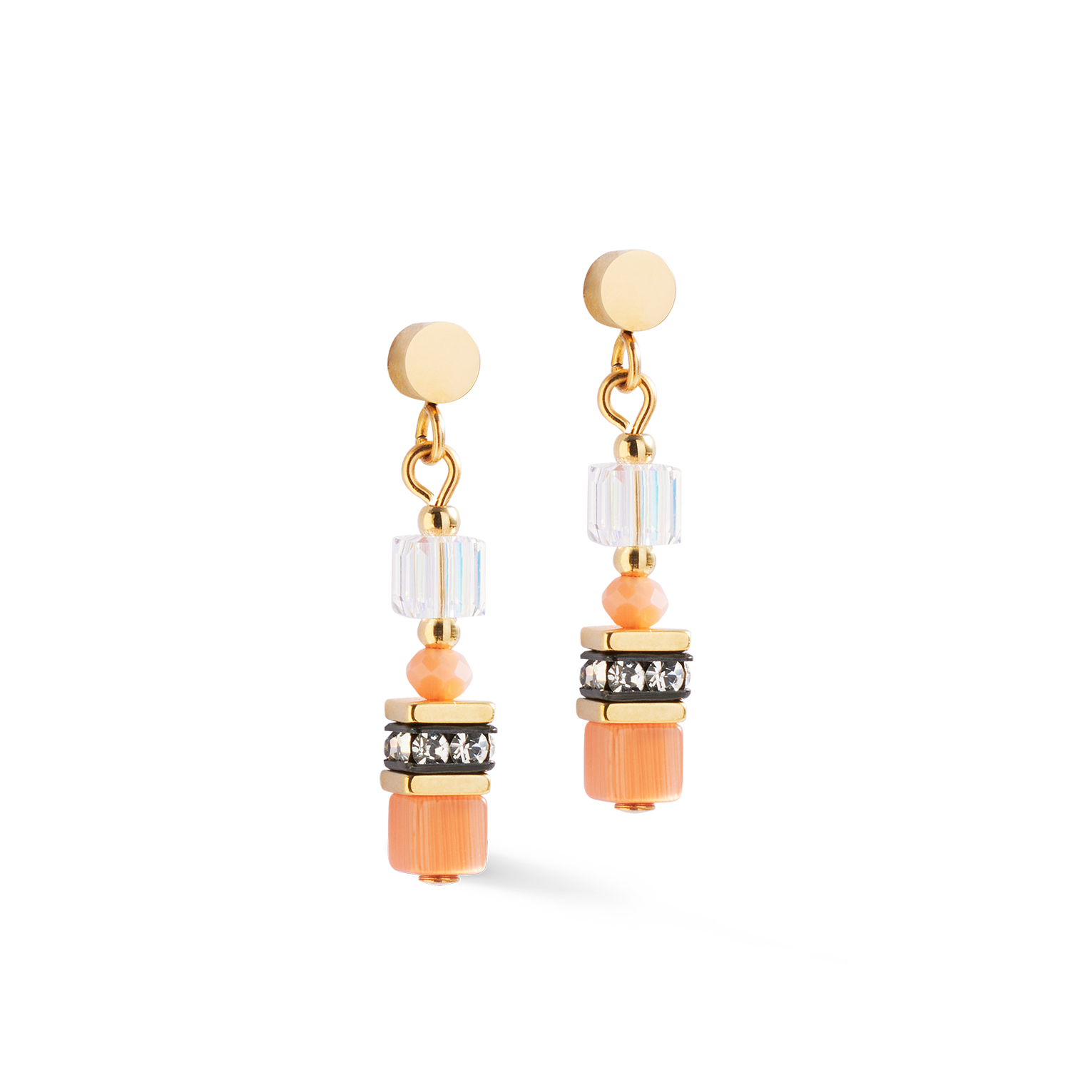 Mini Cube Stud Earrings in Orange - Stylish & Lightweight for Everyday Wear & Casual Outings