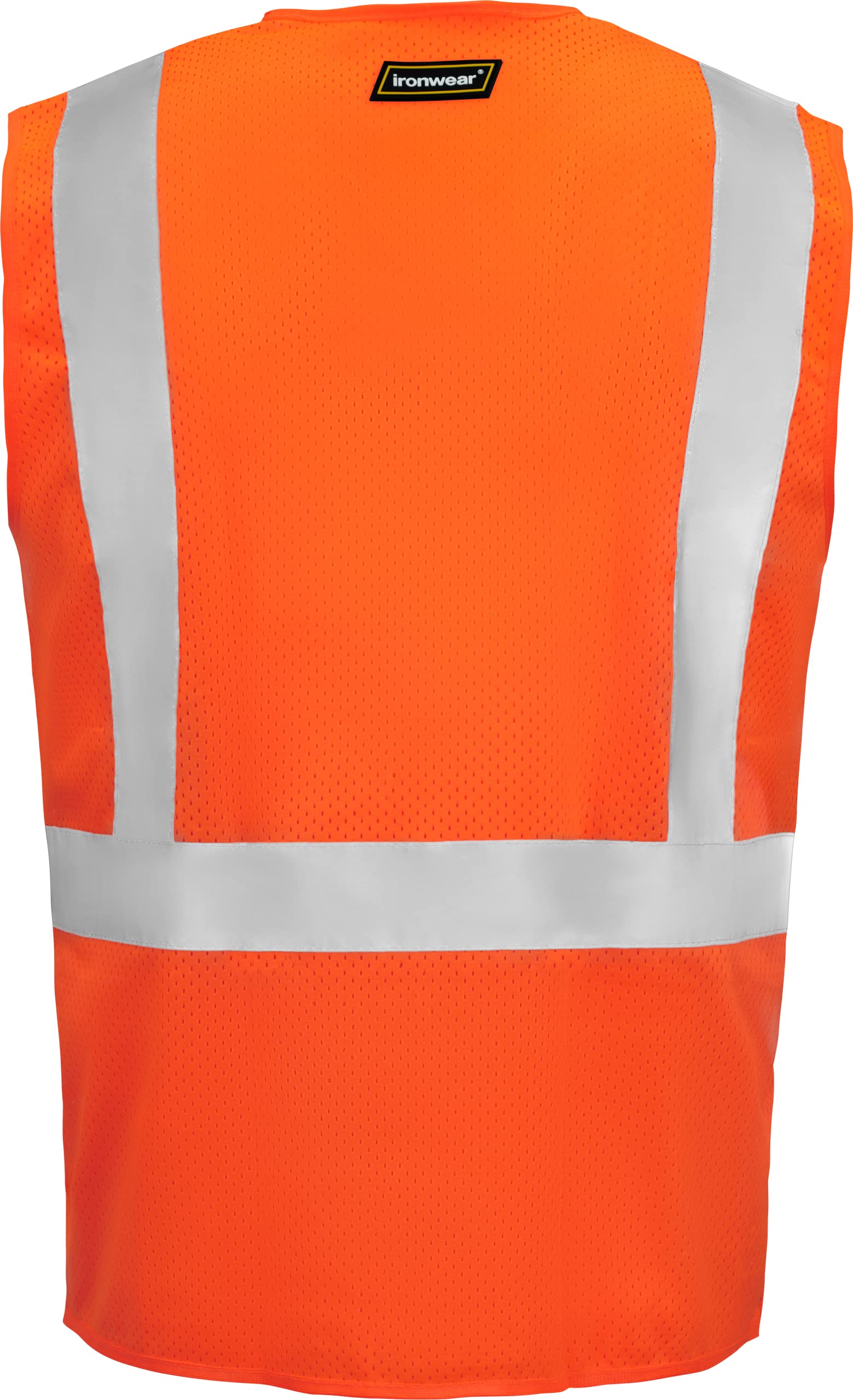 Ironwear 1284 Class 2 Reflective Safety Vest with Zipper & Radio Clips - High Visibility Work Vest for Construction, Road Crew & Emergency Responders