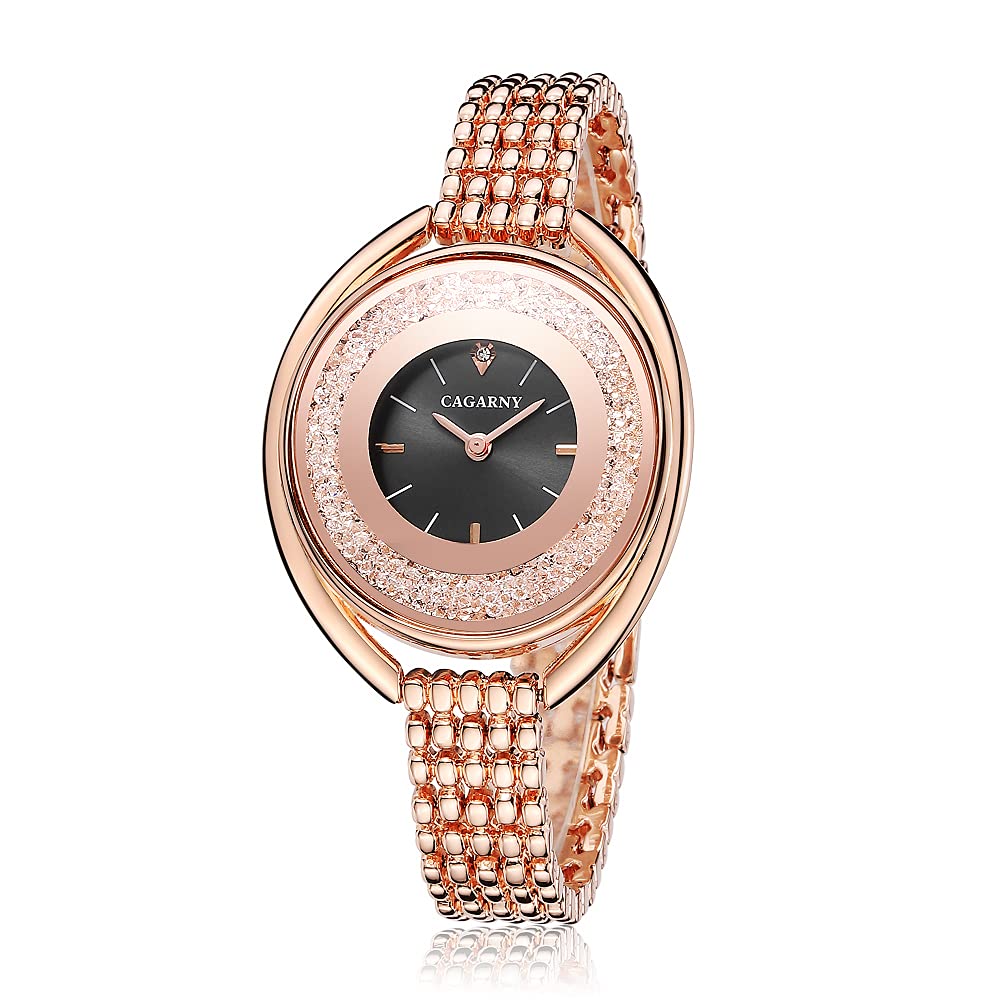 Elegant CAGARNY Women's Crystal Quartz Watch with Stainless Steel Band - Perfect for Office, Party & Everyday Wear 6876