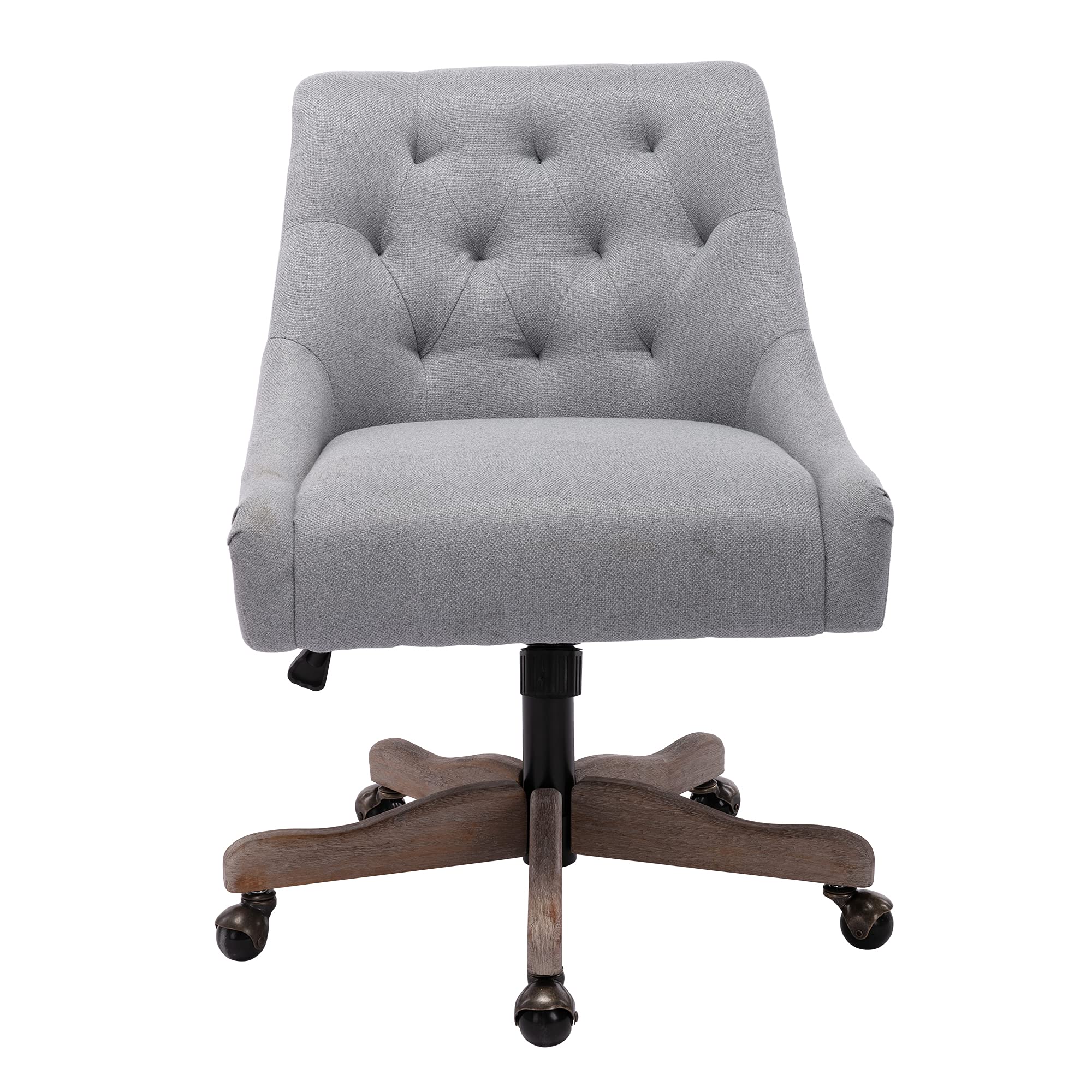 Ergonomic Home Office Chair - Adjustable Upholstered Computer Desk Chair with 360° Swivel Base & Lumbar Support - Comfortable Task Chair for Office, Study Room or Living Room - Perfect for Remote Work, Gaming & Long Hours Sitting (Grey)