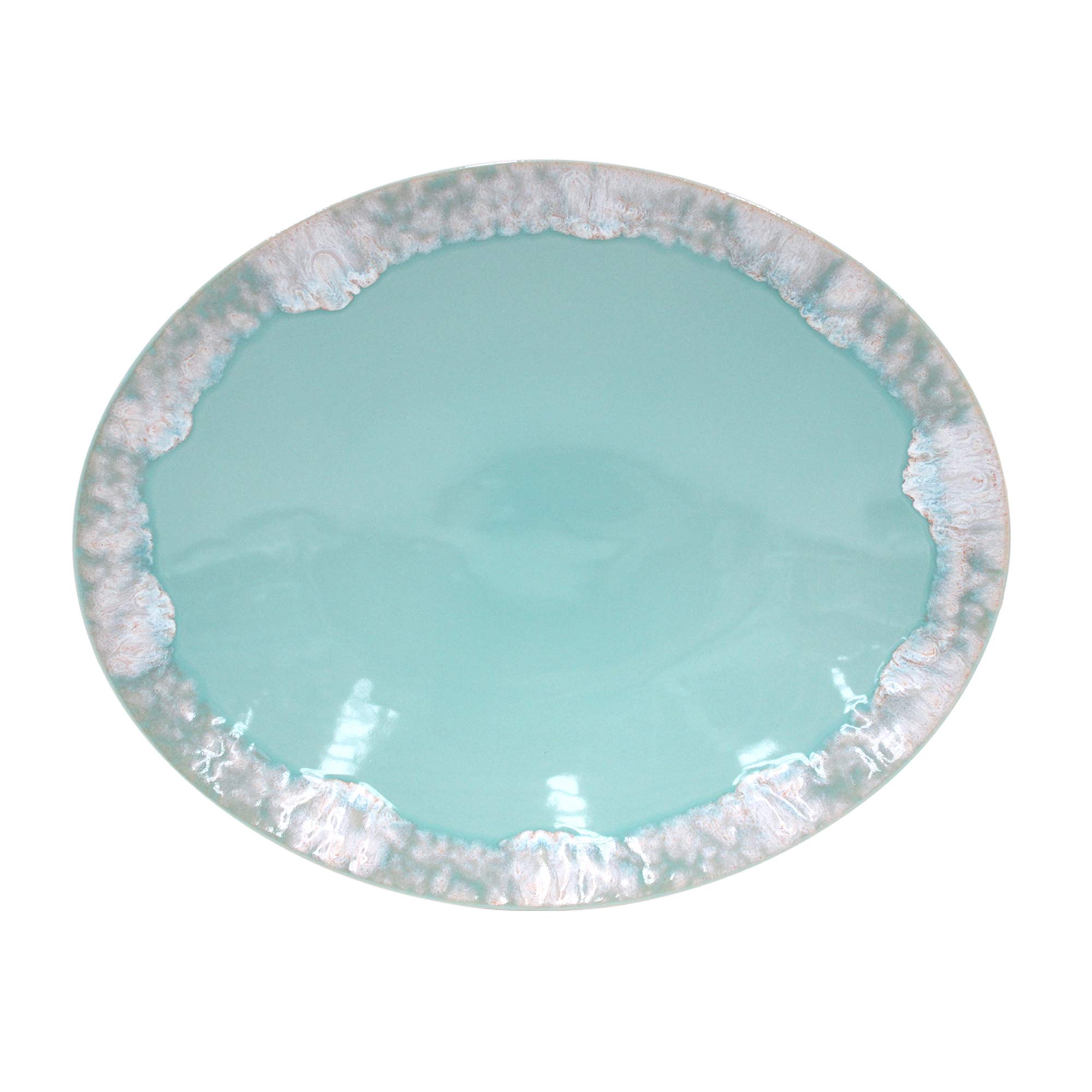 Casafina 16-Inch Oval Ceramic Platter - Taormina Collection in Aqua | Microwave, Dishwasher, Oven & Freezer Safe Stoneware | Food-Safe Glazed Dinner Plate | Restaurant-Grade Serving Dish for Parties, Holidays & Family Gatherings