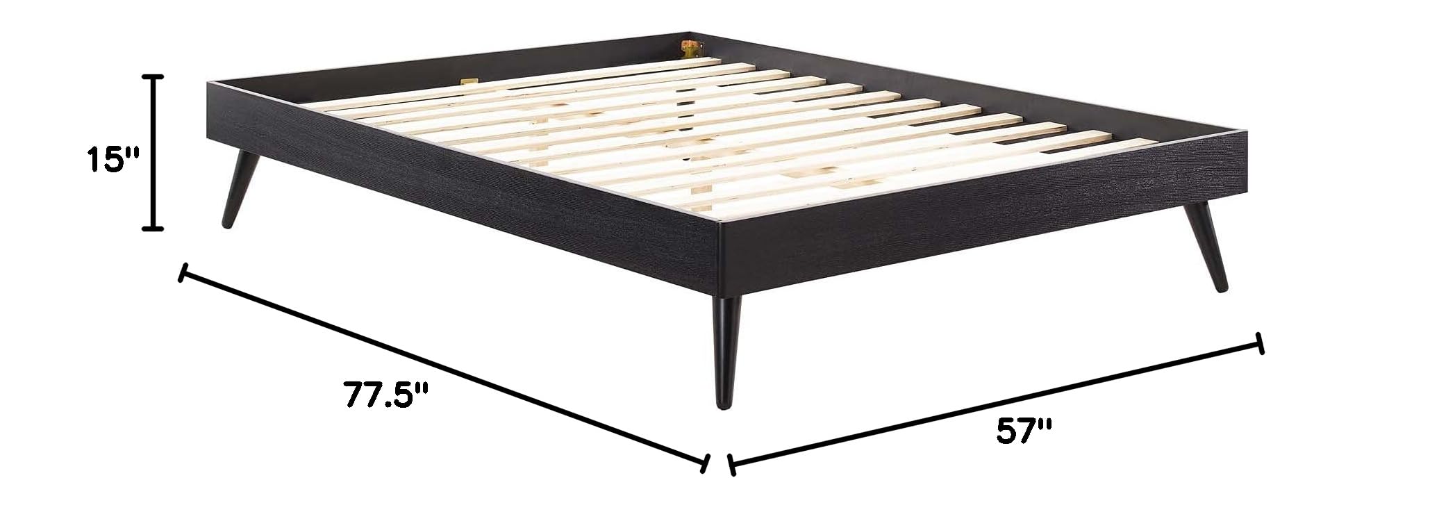 Modway Margo Full Size Wood Platform Bed Frame - Solid Wood, Black Finish - Perfect for Modern Bedrooms & Guest Rooms