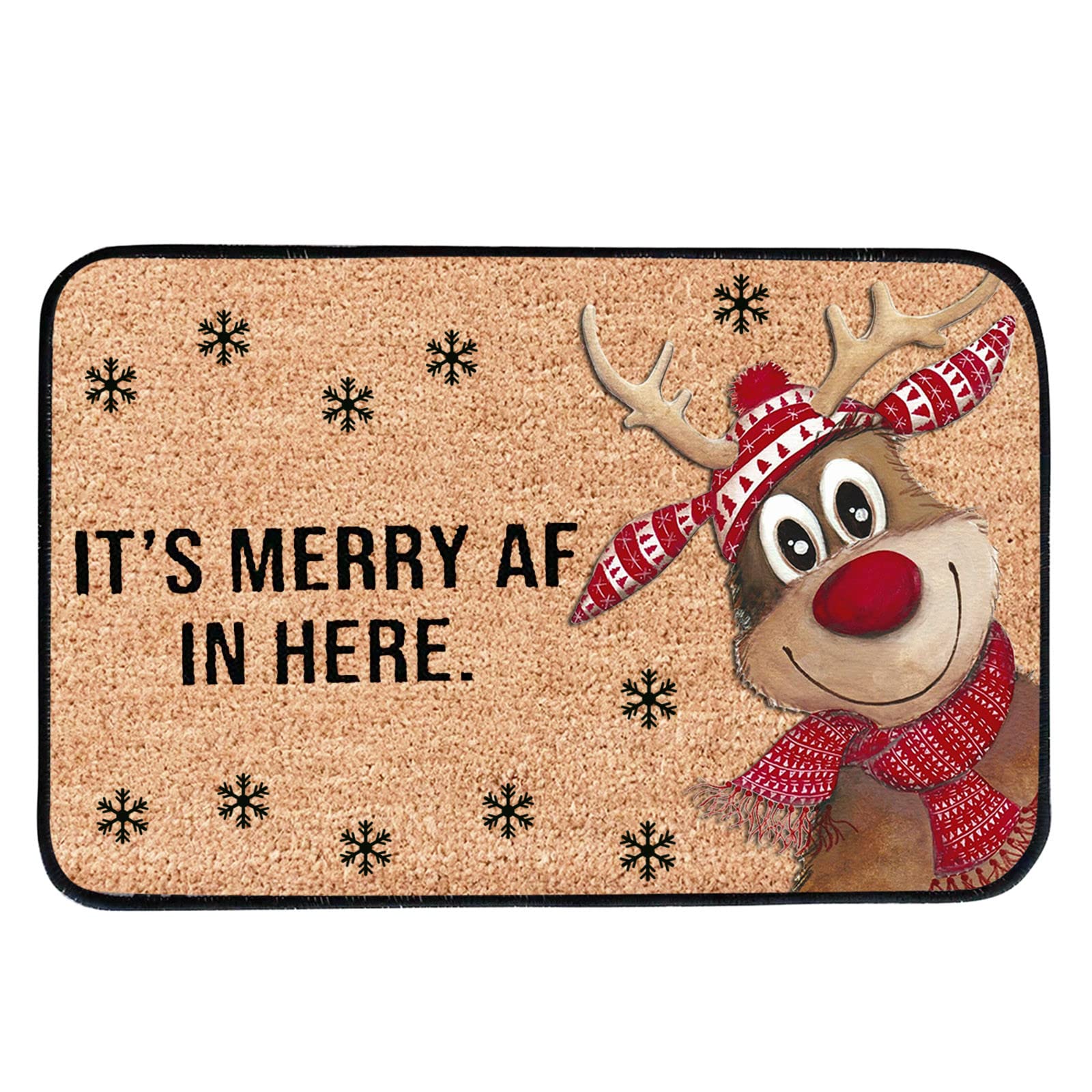 Funny Christmas Doormat - Velvet Non-Slip Entry Mat 16x24 Inches (40x60cm) with Crystal Decor for Front Door, Holiday Home Decor - Perfect for Welcoming Guests During Festive Season