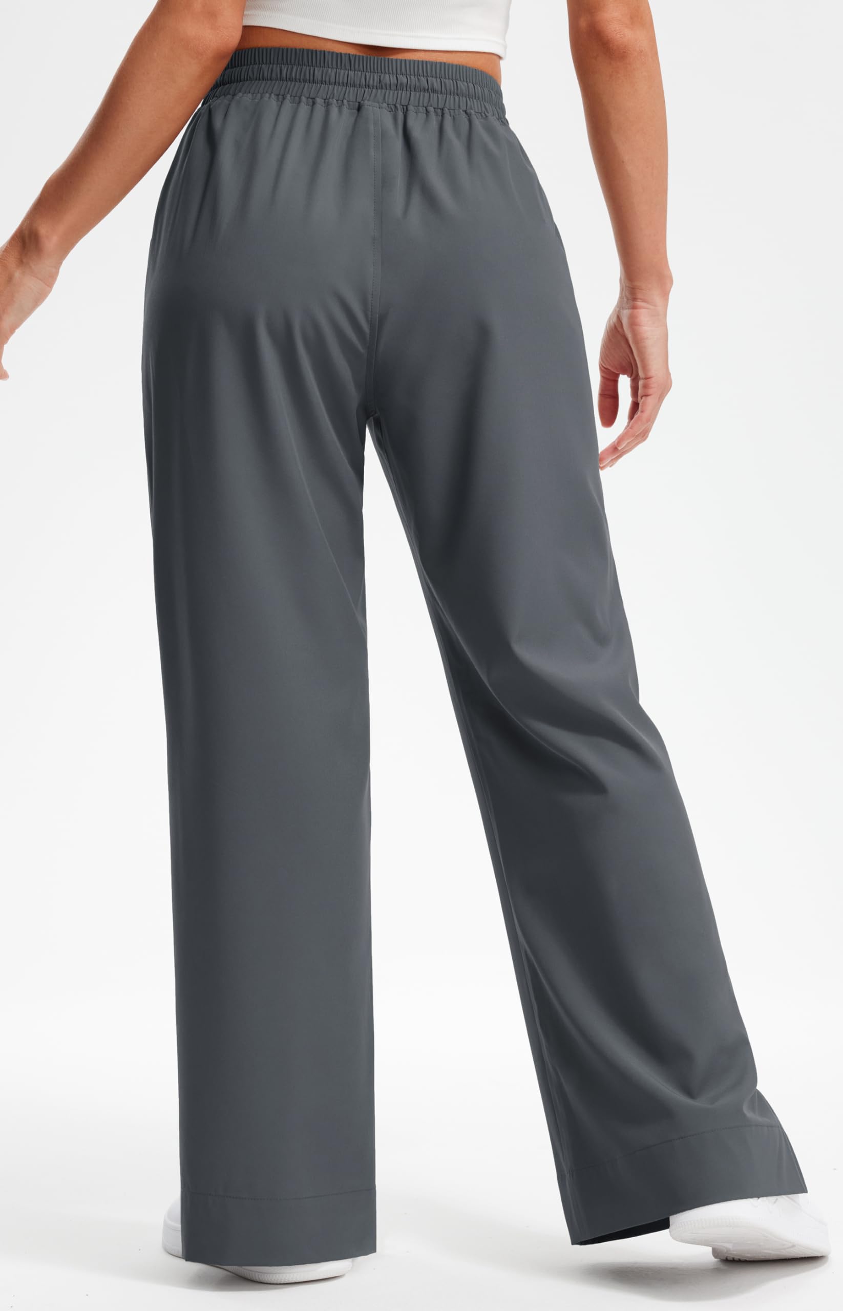Libin Women's Lightweight Wide Leg Pants - High Waisted Casual Work Pants with Pockets, Lounge Flowy Trousers in 27