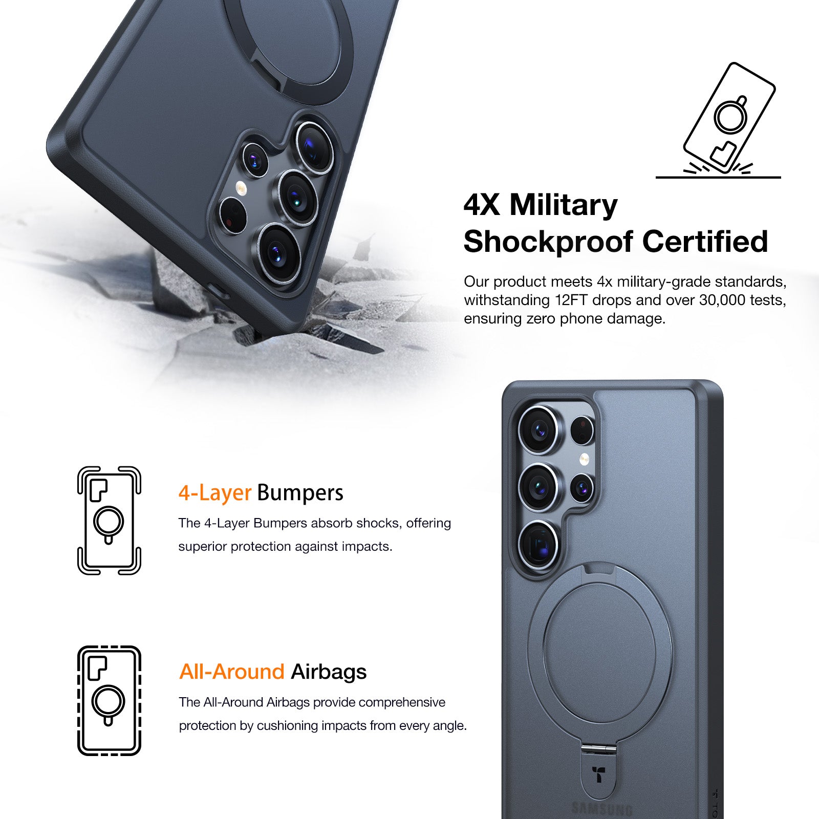 Ostand Q1 Samsung S25 Phone Stand Holder - Adjustable & Sturdy Desktop Stand for Watching Videos, Gaming, and Video Calls