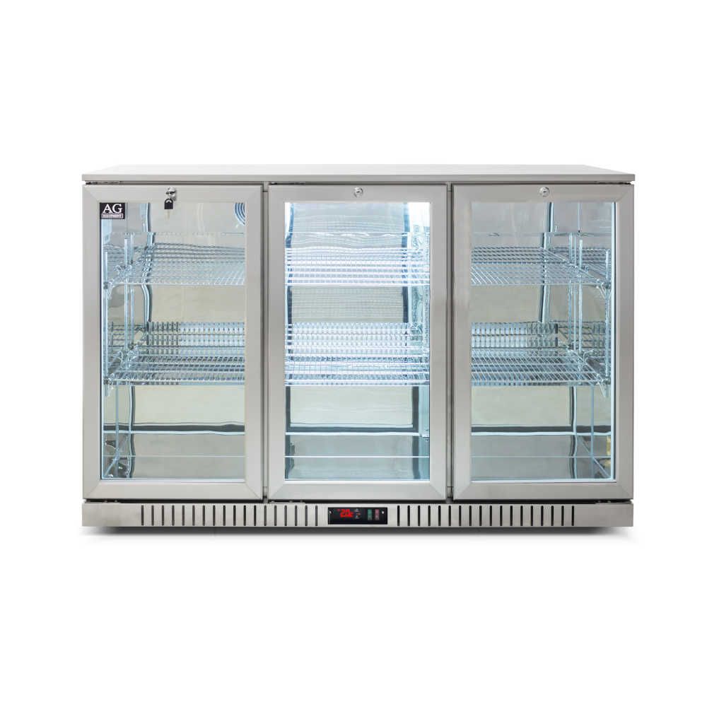 AG 3-Door Commercial Bar Refrigerator - Stainless Steel Body & Doors (3SBR H) - Perfect for Restaurants, Bars, and Home Entertaining