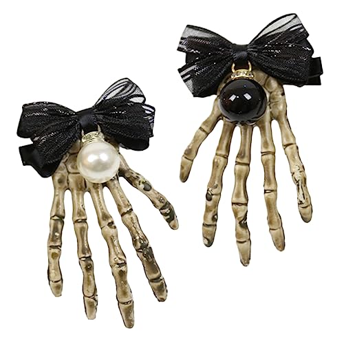 Bestoyard 2PCS Skeleton Hand Hair Clips - Gothic Skull Bone Hairpins for Women, Vintage Halloween Hair Accessories & Party Decor - Perfect for Costume Parties, Cosplay, and Spooky Themed Events