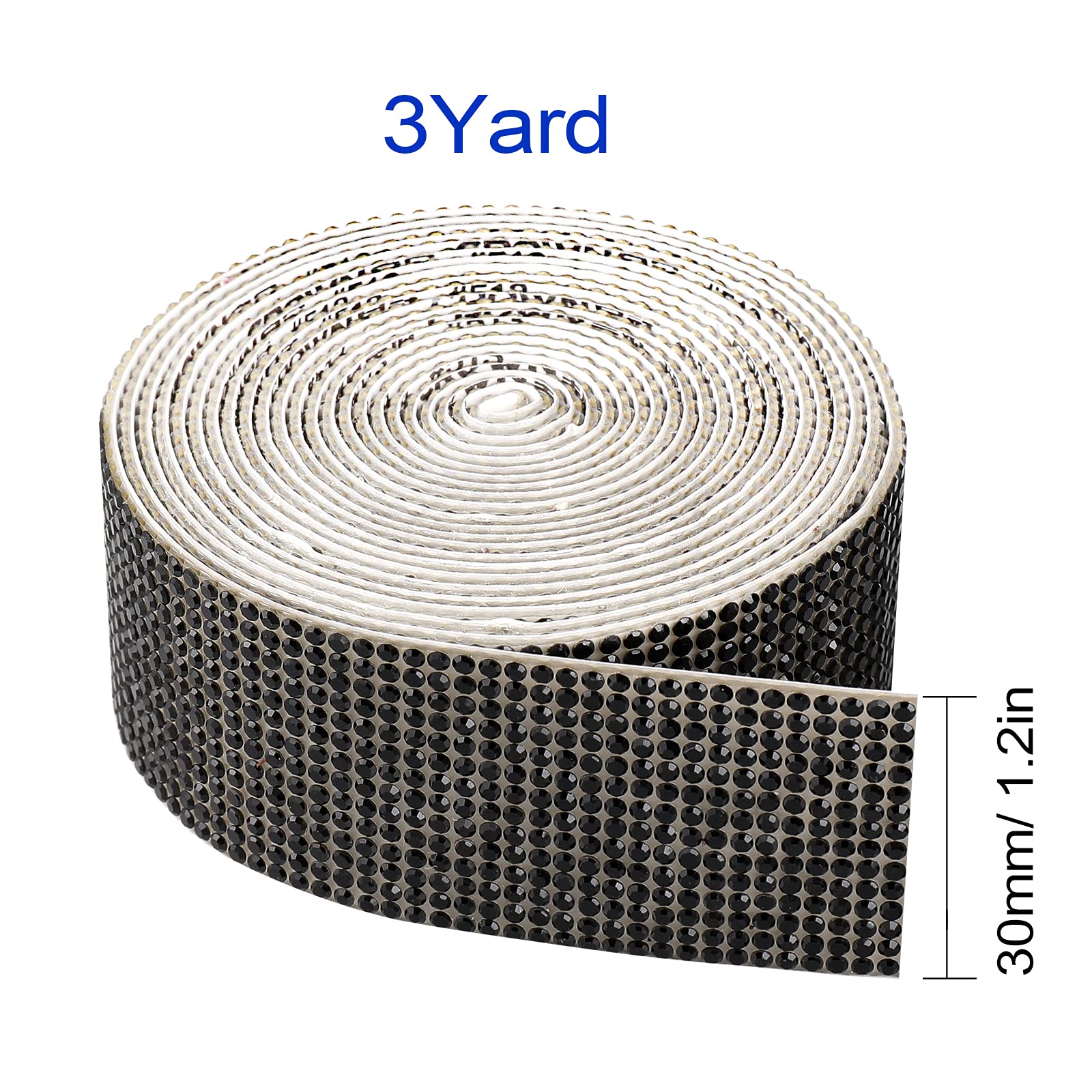 Self-Adhesive Black Rhinestone Diamond Ribbon - 2mm Sparkling Crystal Stickers for Car Decoration, DIY Crafts, Phone Cases, Nail Art & Home Decor (1.2