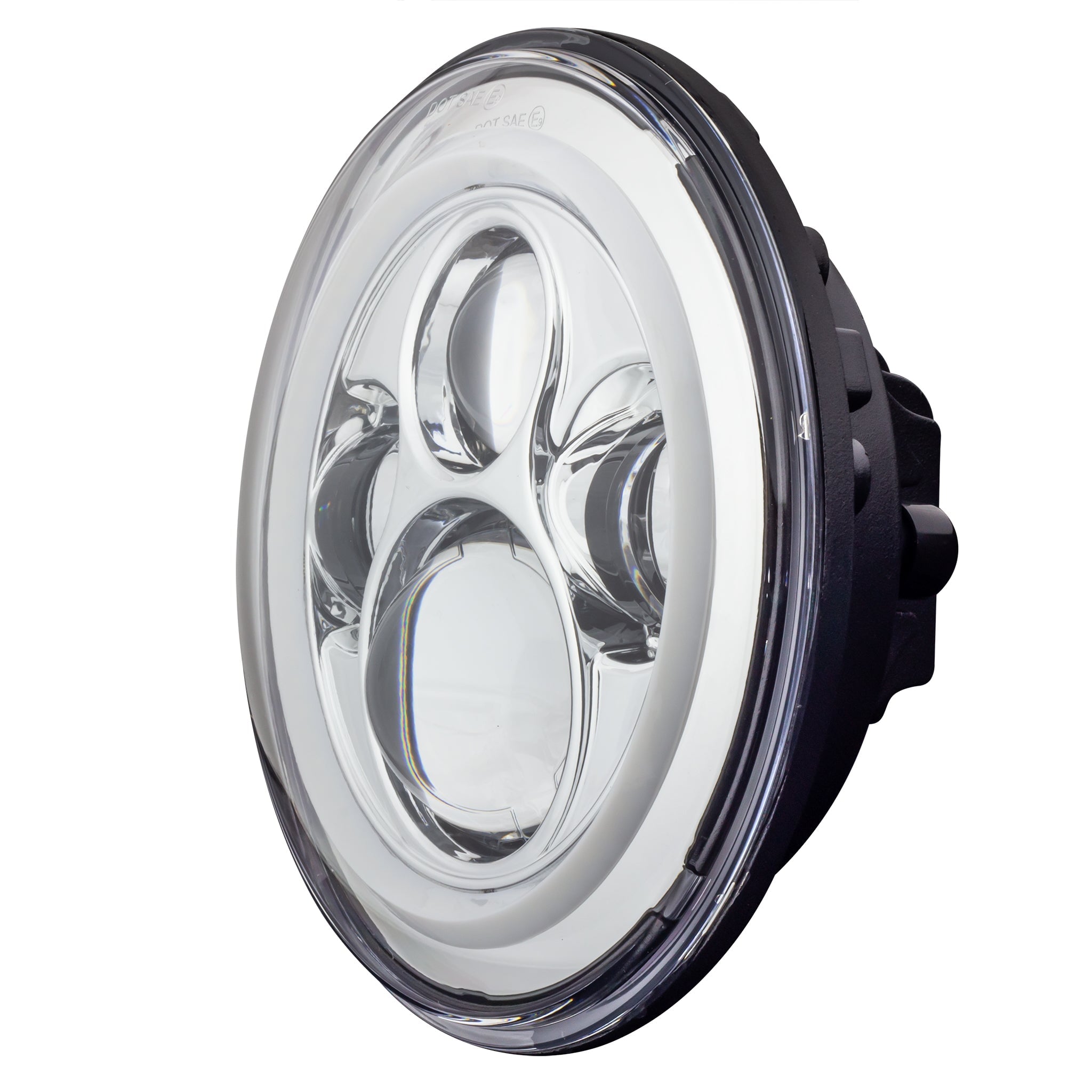 Eagle Lights 7 LED Headlight with Halo Ring for Harley Davidson & Indian Motorcycles - Chrome Kit - High Visibility for Night Riding & Custom Bike Builds