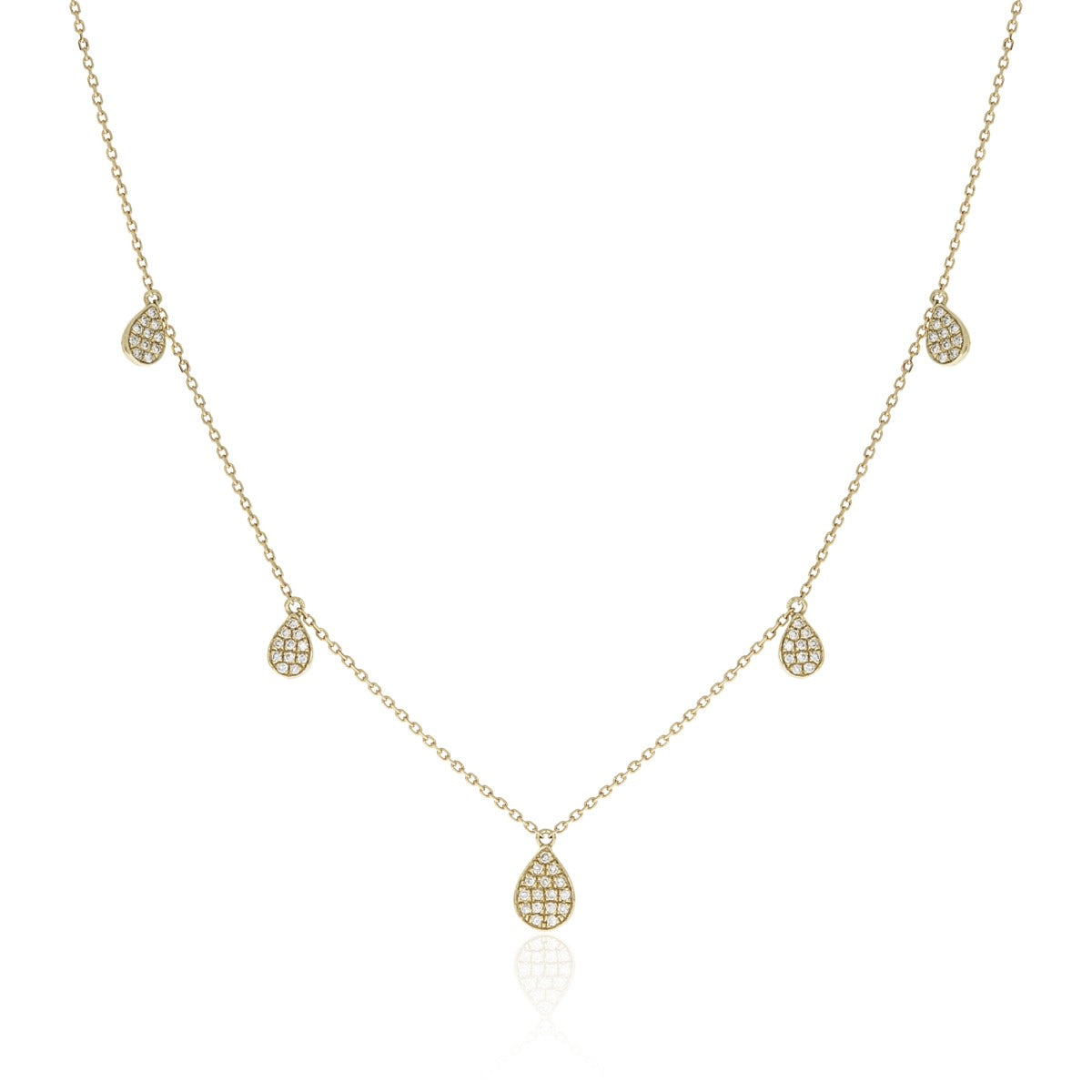 14K Yellow Gold Diamond Teardrop Pendant Necklace for Women - Elegant Gift for Anniversary, Valentine's Day & Special Occasions
