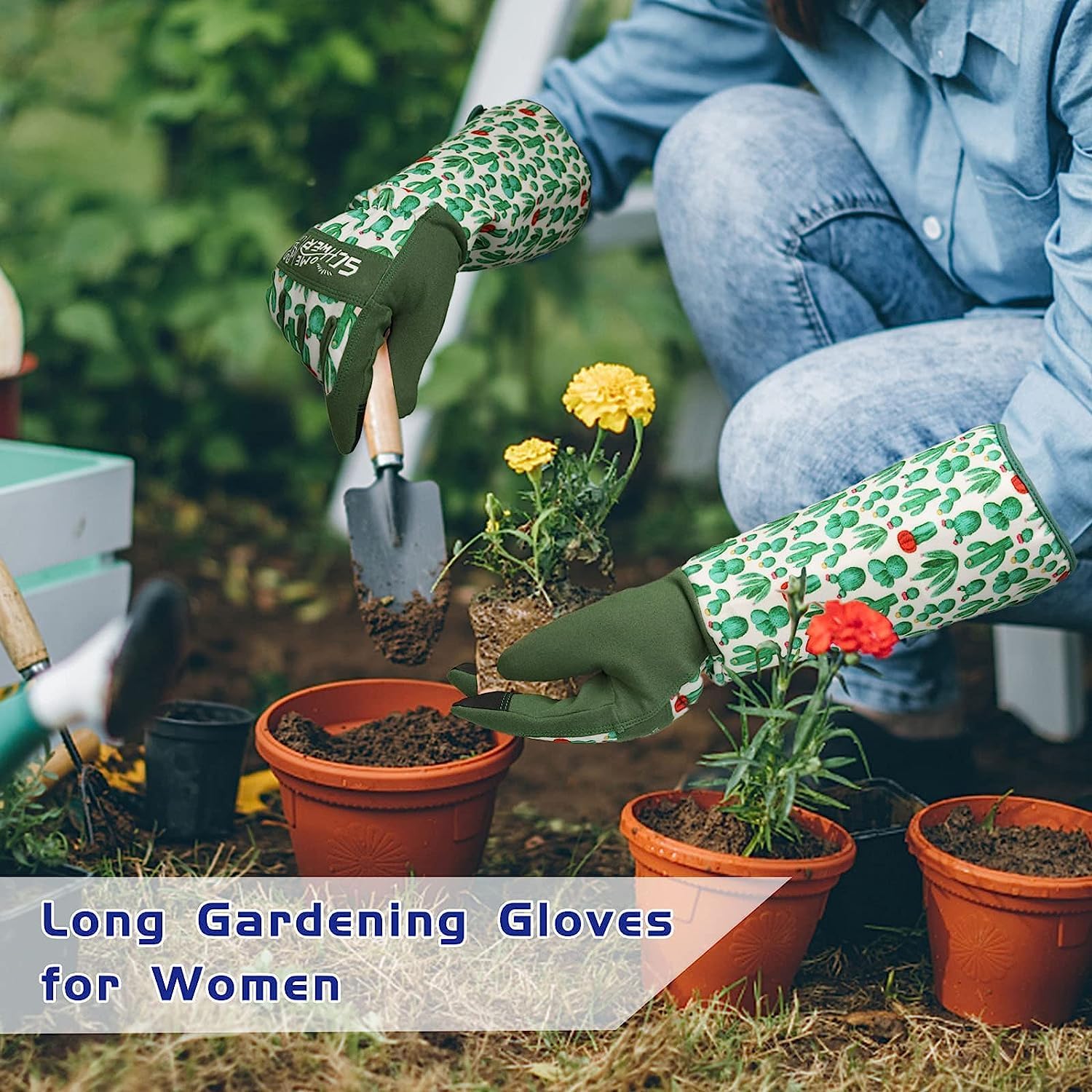 **Women's Heavy Duty Gardening Gloves with Forearm Protection - Breathable, Thorn Proof, Touch Screen Compatible for Rose Pruning, Yard Work & Outdoor Activities (Large, 1 Pair) - Perfect for Landscaping, Farming & DIY Projects**