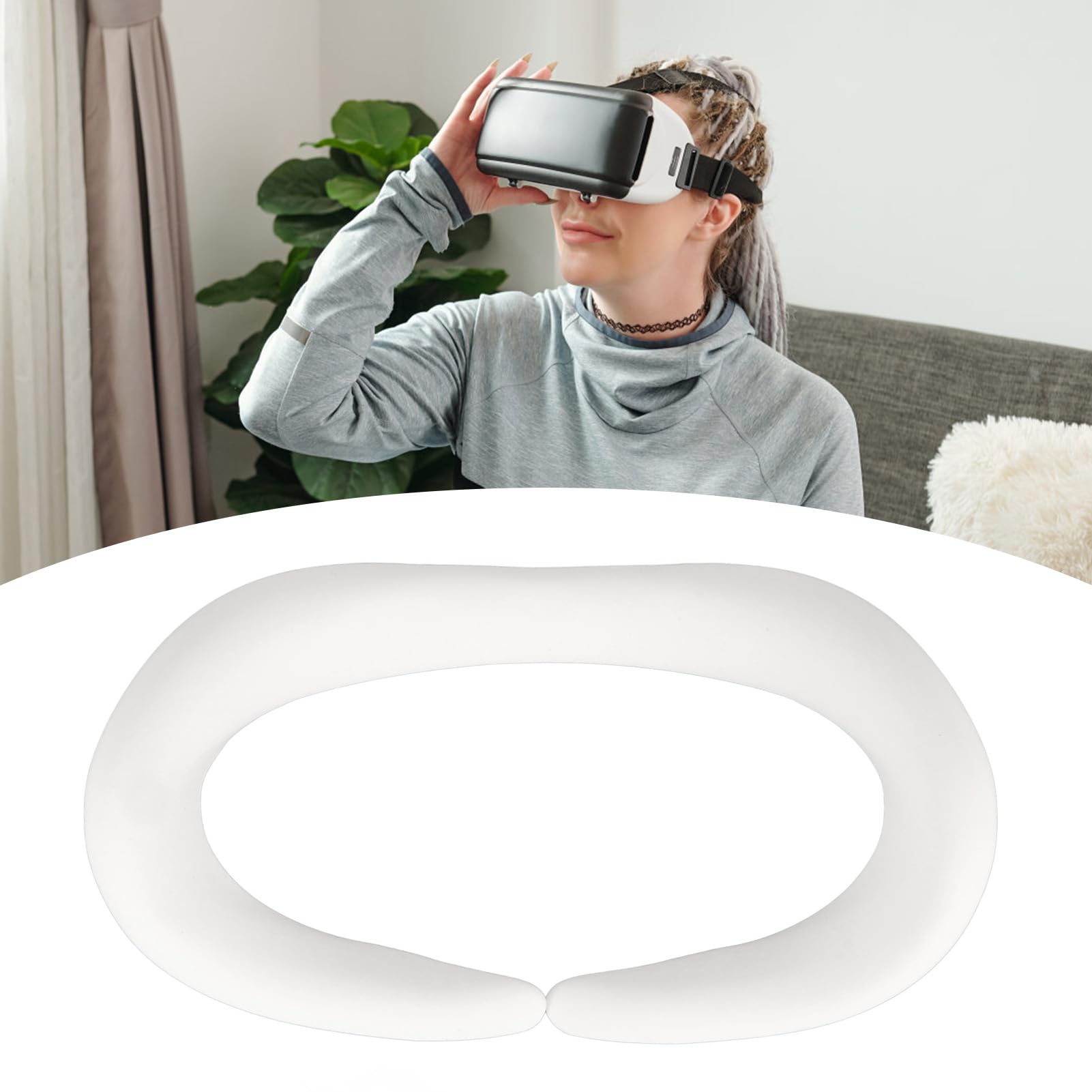 VR Headset Eye Cushion Replacement - Sweat-Resistant Silicone Face Pad, Lightweight & Waterproof VR Accessories for Oculus Quest 2, HTC Vive, PSVR - Perfect for Gaming, Fitness & Long VR Sessions (White)