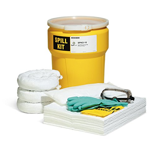 SpillTech SPKO-10 Oil-Only 10-Gallon Absorbent Spill Kit for Industrial & Garage Use - Fast Oil Cleanup for Workshops, Factories & Auto Shops
