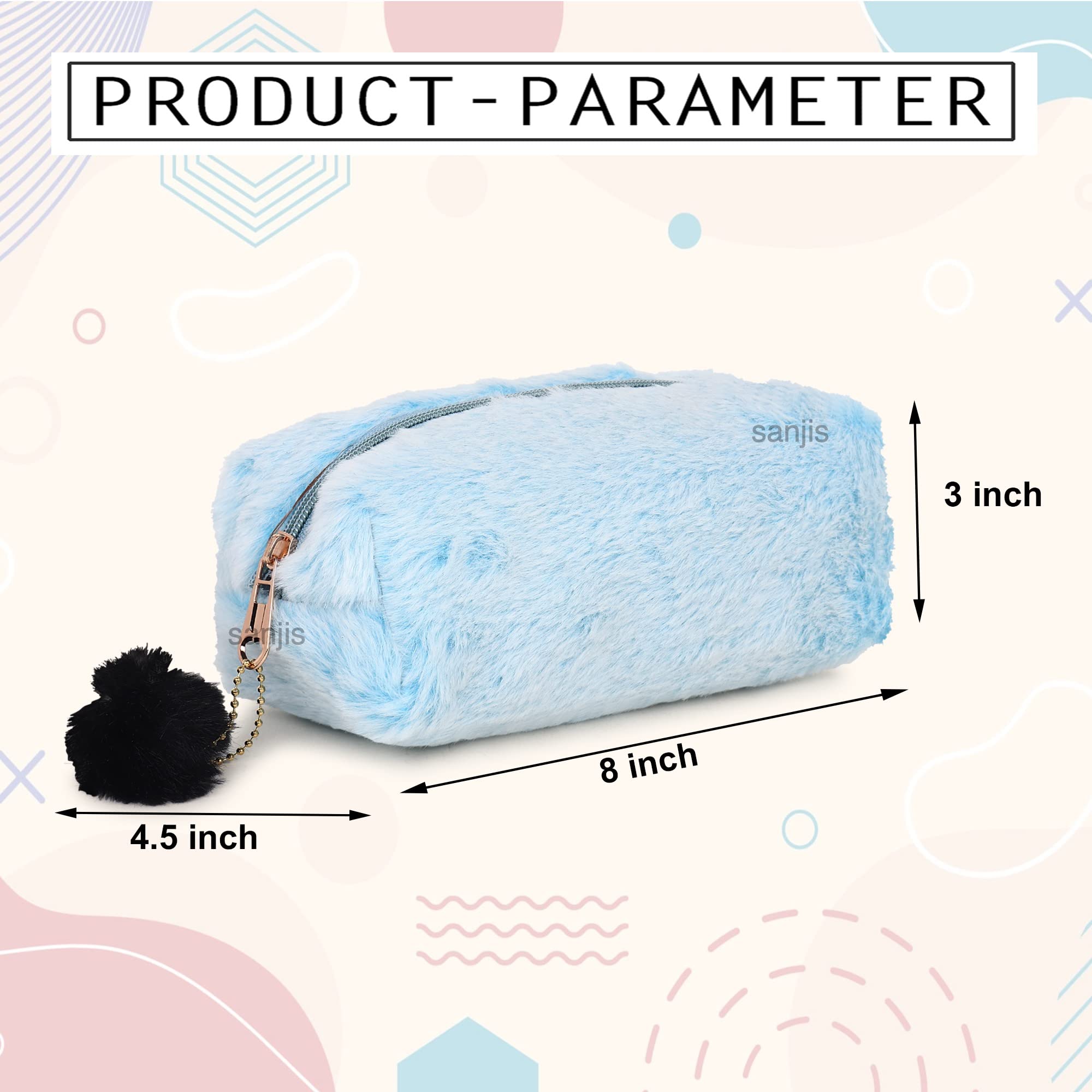 Sanjis Enterprise Small Faux Fur Cosmetic Bag - Elegant Makeup Pouch with Zipper, Travel Toiletry Organizer for Women | Perfect Gift for Birthday, Christmas & Travel Accessories (Blue) - Ideal for Daily Makeup Storage, Weekend Getaways & Beauty Essentials Organization