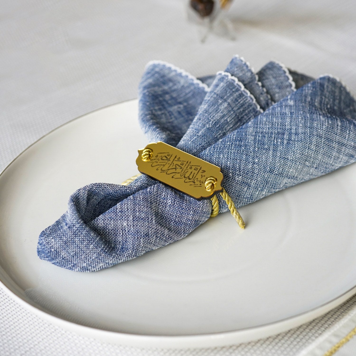 Bismillah Napkin Holder with Hanging String - 6/12 Pcs Islamic Table Decor for Suhoor & Iftar - Perfect for Ramadan Dining, Muslim Home Decor, and Mosque Kitchen Accessories