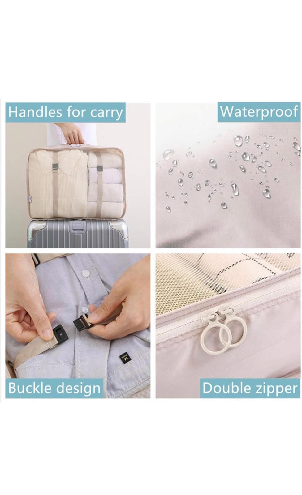 9-Piece Packing Cubes Set for Suitcases - Aydicon Travel Luggage Organizer with Laundry Bag, Toiletry Bag, Shoe Storage & Compression Bags - Perfect for Business Trips, Vacations & Weekend Getaways (Cream)