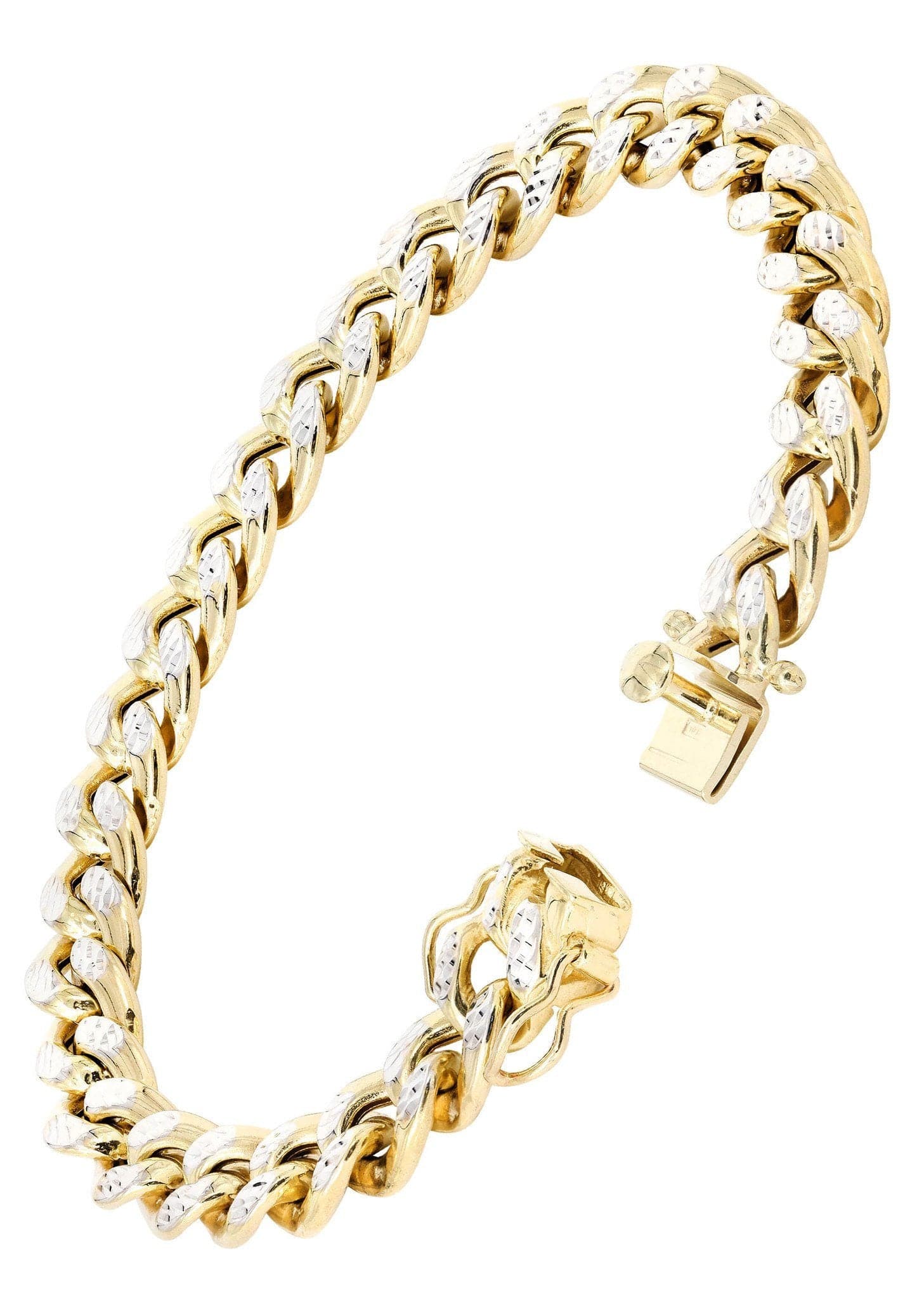 14K Gold Miami Cuban Link Bracelet for Women - Semi Solid Diamond Cut Chain, Perfect for Parties, Weddings & Everyday Luxury