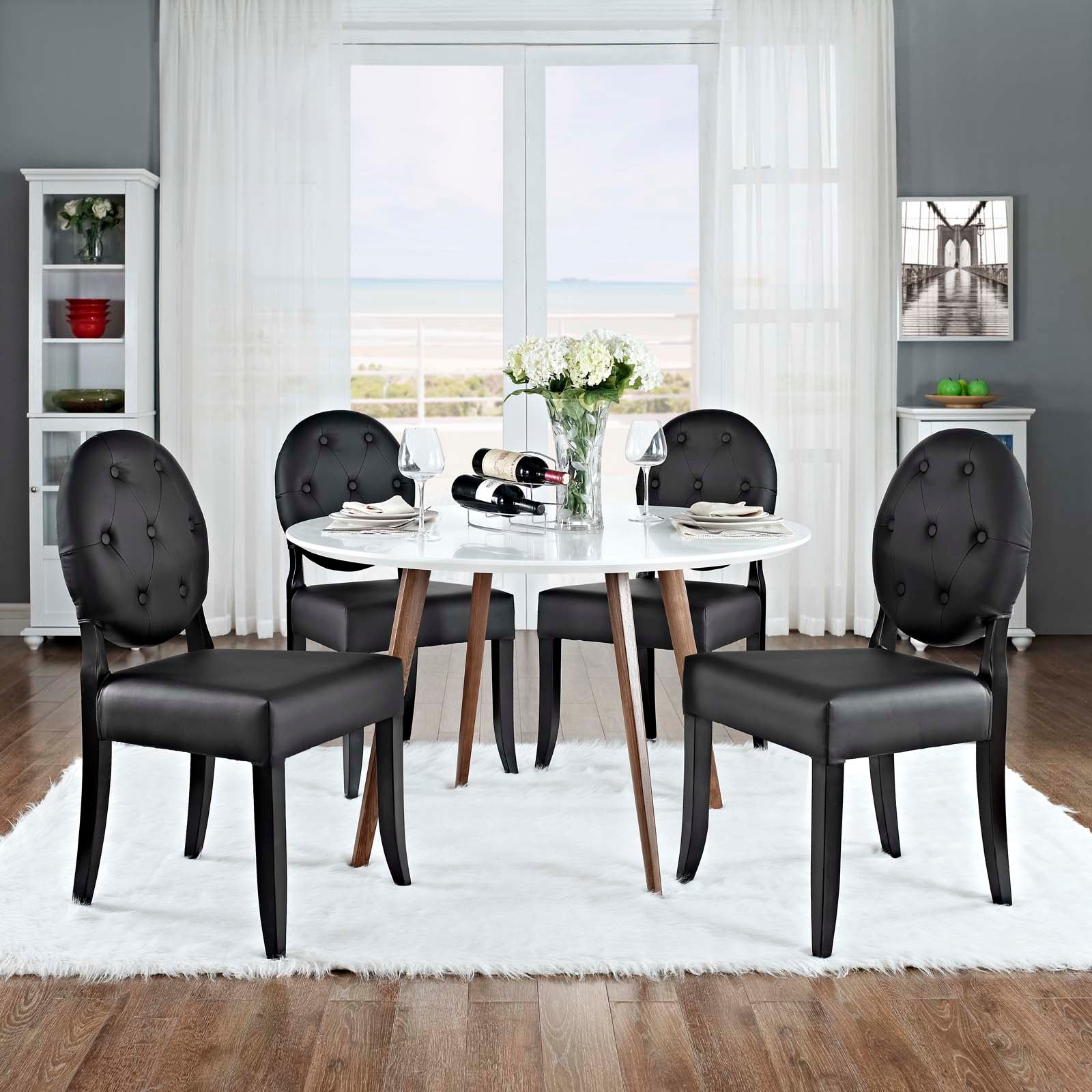 4-Piece Button Tufted Dining Chairs Set - Upholstered Side Chairs for Kitchen, Dining Room, or Breakfast Nook - Comfortable & Stylish Seating for Home Decor