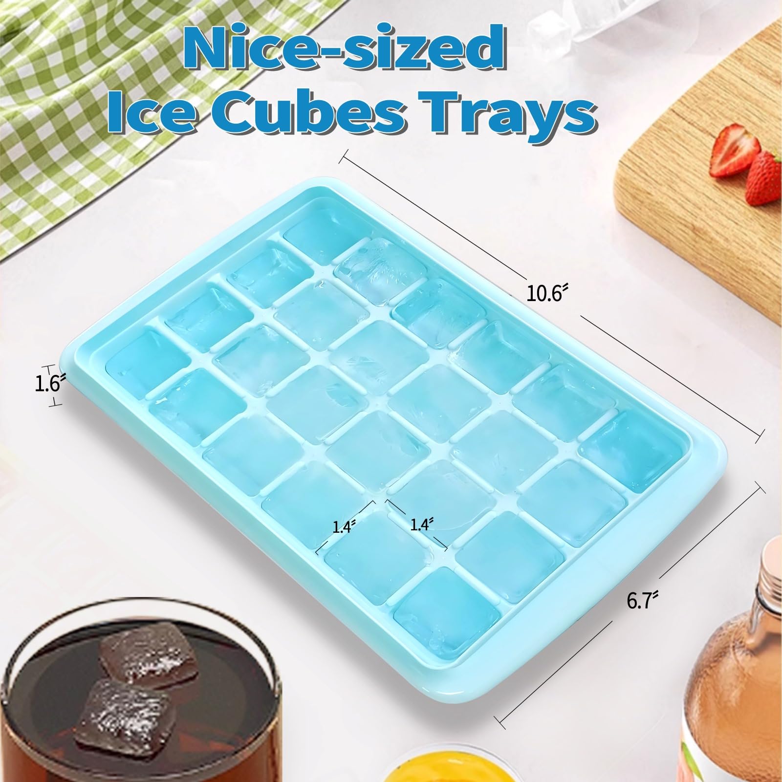 ARTLEO Large Ice Cube Trays with Lid & Storage Bin - 2 Pack (48 Cubes) | BPA Free, Easy Release, Spill-Proof Cover & Scoop Included | Perfect for Cocktails, Whiskey, and Party Drinks