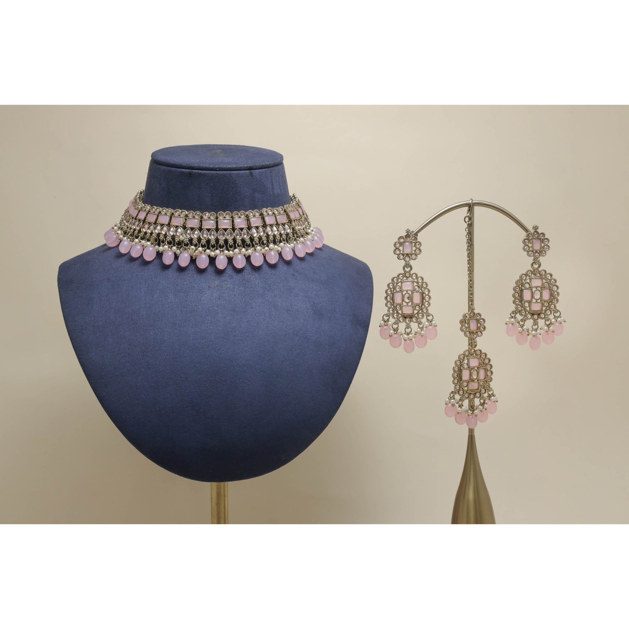 AVISHA POLKI Full Set Jewelry - Exquisite Indian Bridal Necklace Set with Earrings for Weddings, Parties & Special Occasions