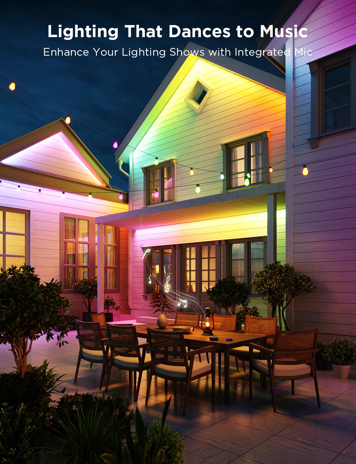 Govee 65.6ft Smart Outdoor LED Strip Lights RGBIC with Warm & Cool White - 2.4G WiFi, IP65 Waterproof, Works with Alexa & Google Assistant, App Control - Perfect for Porch, Patio, Eaves, Garden, Backyard, Party & Holiday Decorations