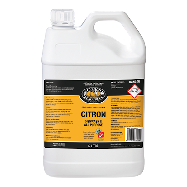 Citron 5Lt Dishwashing and All Purpose Detergent - Lemon Scented Heavy Duty Cleaner for Kitchen, Bathroom & Laundry | Eco-Friendly Multi-Surface Degreaser for Home & Commercial Use
