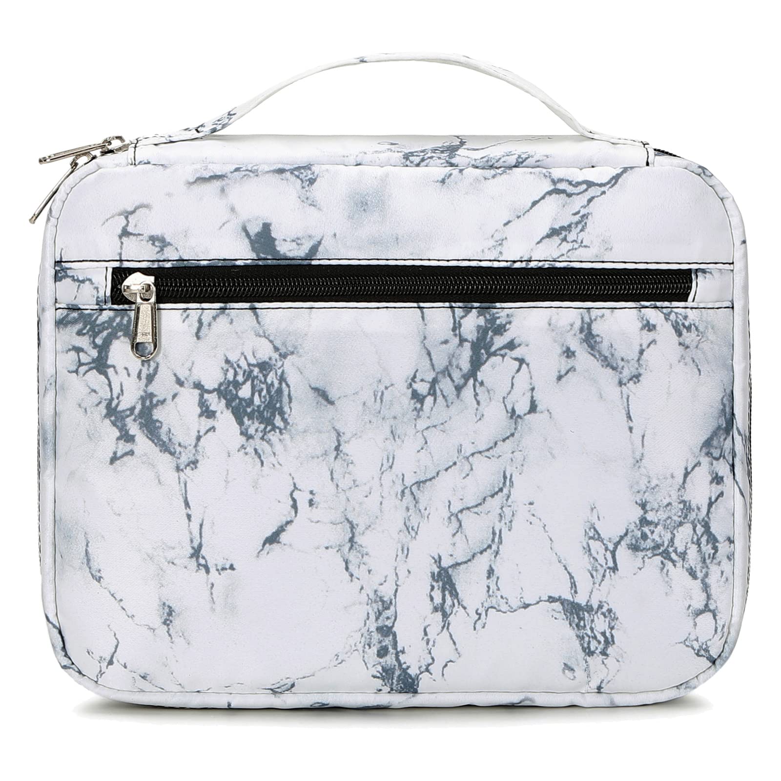Octsky Bible Cover for Women & Girls - Durable Bible Case with Handle & Pockets, Scripture Carrying Bag for Kids (White Marble) - Perfect for Church, Bible Study & Travel