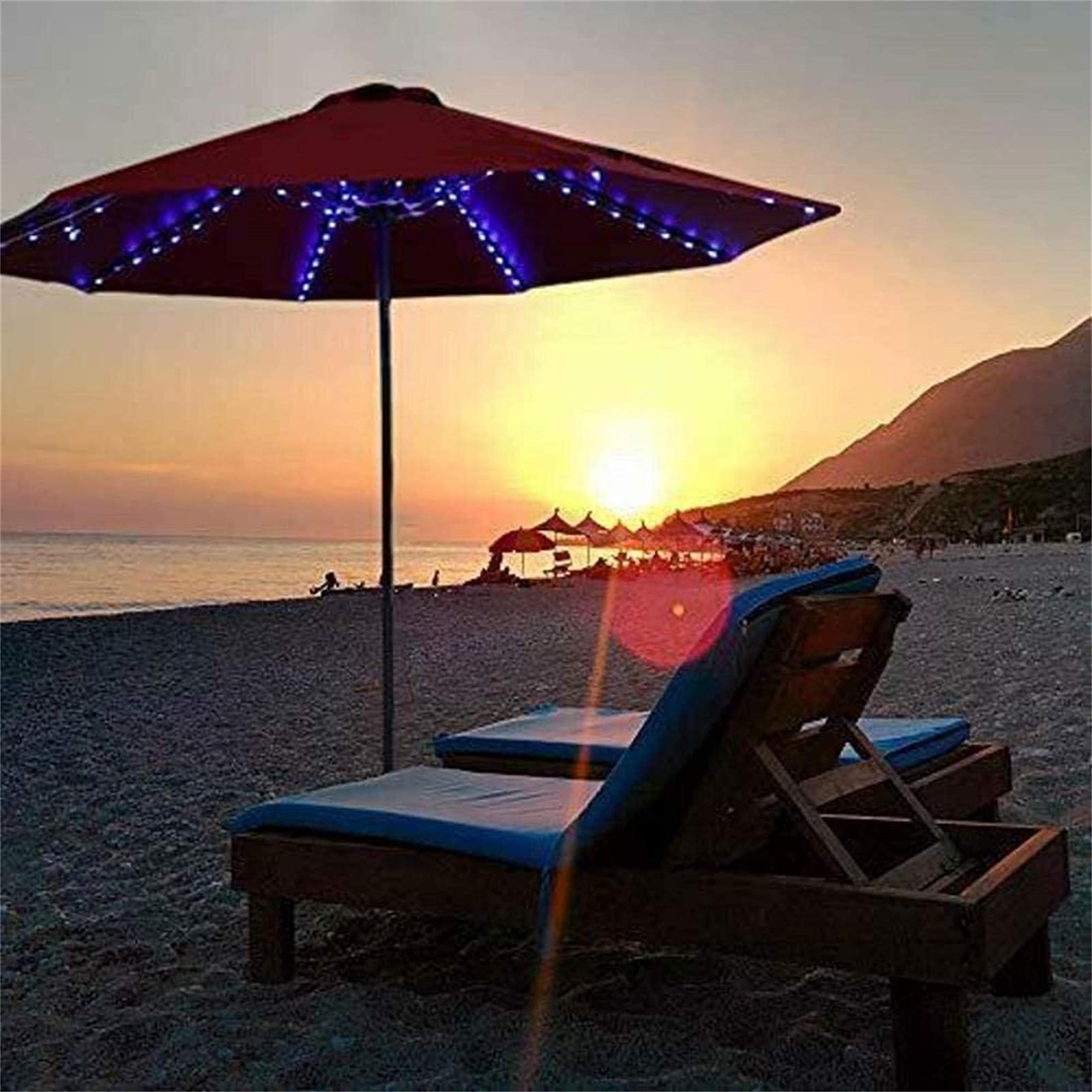 104 LED Waterproof Umbrella Pole Light - Colorful Outdoor String Lights for Patio Umbrellas, Garden, Camping Tents & Christmas Decorations (Blue) | Perfect for Backyard Parties, BBQ Nights & Holiday Lighting