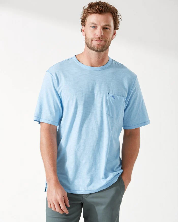 Bali Beach Short Sleeve Crew Neck T-Shirt for Men - Soft Cotton Casual Tee in Blue | Perfect for Vacation, Summer Outfits & Beach Wear