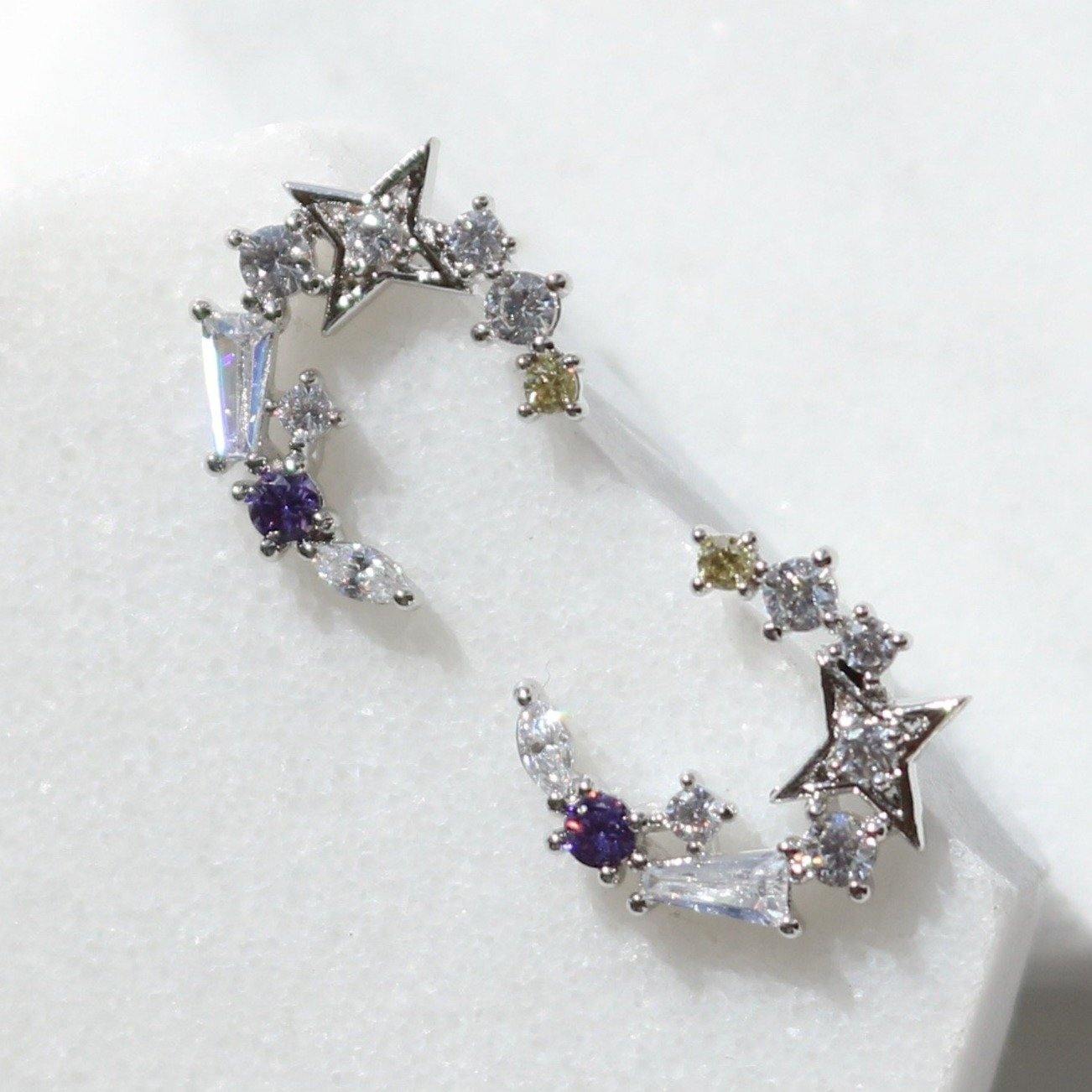 Blue Moon Star Earrings for Women - Dainty Celestial Jewelry, Hypoallergenic Studs for Sensitive Ears | Perfect for Date Night, Party & Everyday Wear