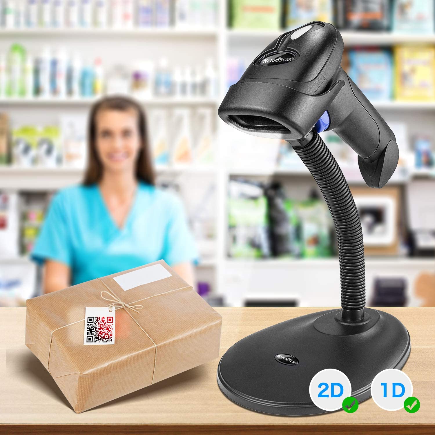 L6S 1D Wireless Barcode Scanner - Portable Bluetooth Handheld Scanner for Retail, Warehouse & Inventory Management - Fast & Accurate Scanning for POS, Supermarkets, Logistics