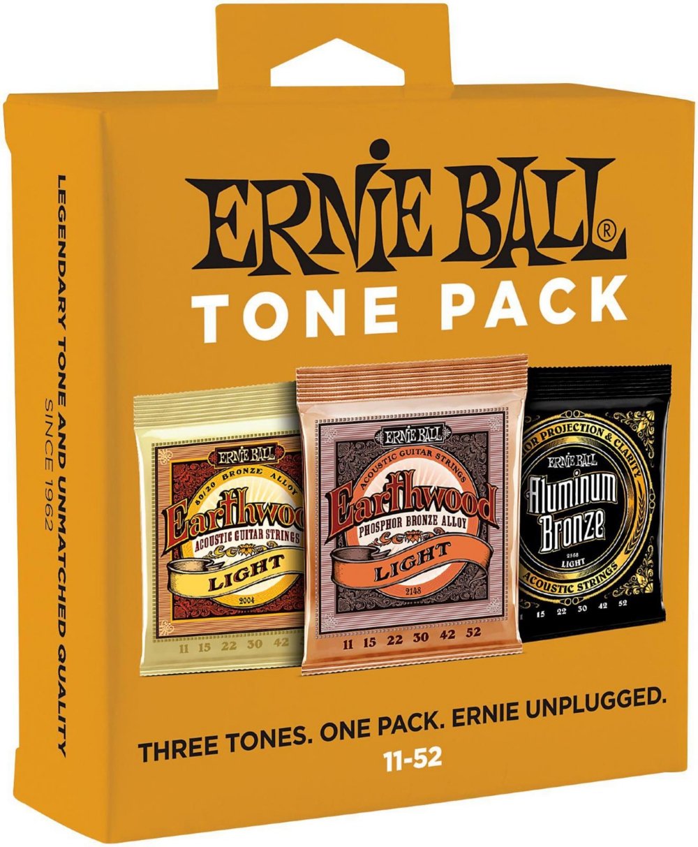 Ernie Ball Acoustic Tone Pack Light Guitar Strings 11-52 Gauge (P03314) - Perfect for Folk, Blues & Fingerstyle Playing