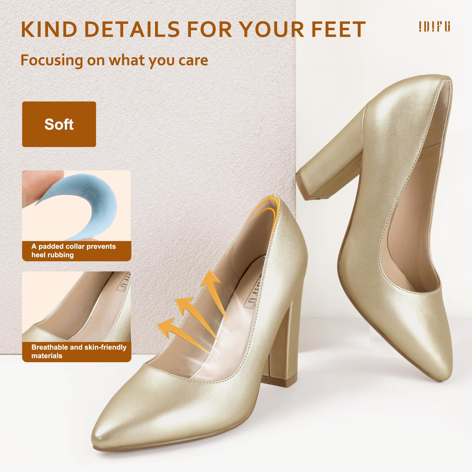 IDIFU Women's Chunky Block High Heel Pumps - Pointed Toe Dress Shoes for Office, Party & Wedding | Comfortable Closed-Toe Women's Dress Shoes for Work, Business & Formal Occasions