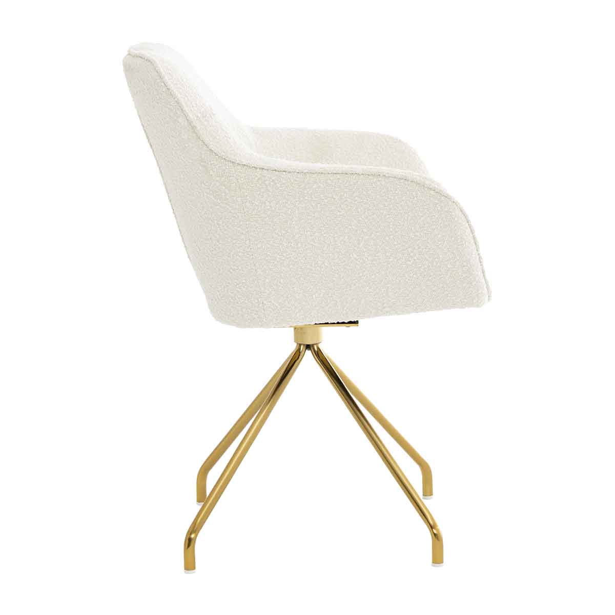 Levi Swivel Boucle Dining Arm Chair - Modern Upholstered Accent Chair for Kitchen, Dining Room & Office - 360 Degree Swivel & Comfortable Seat