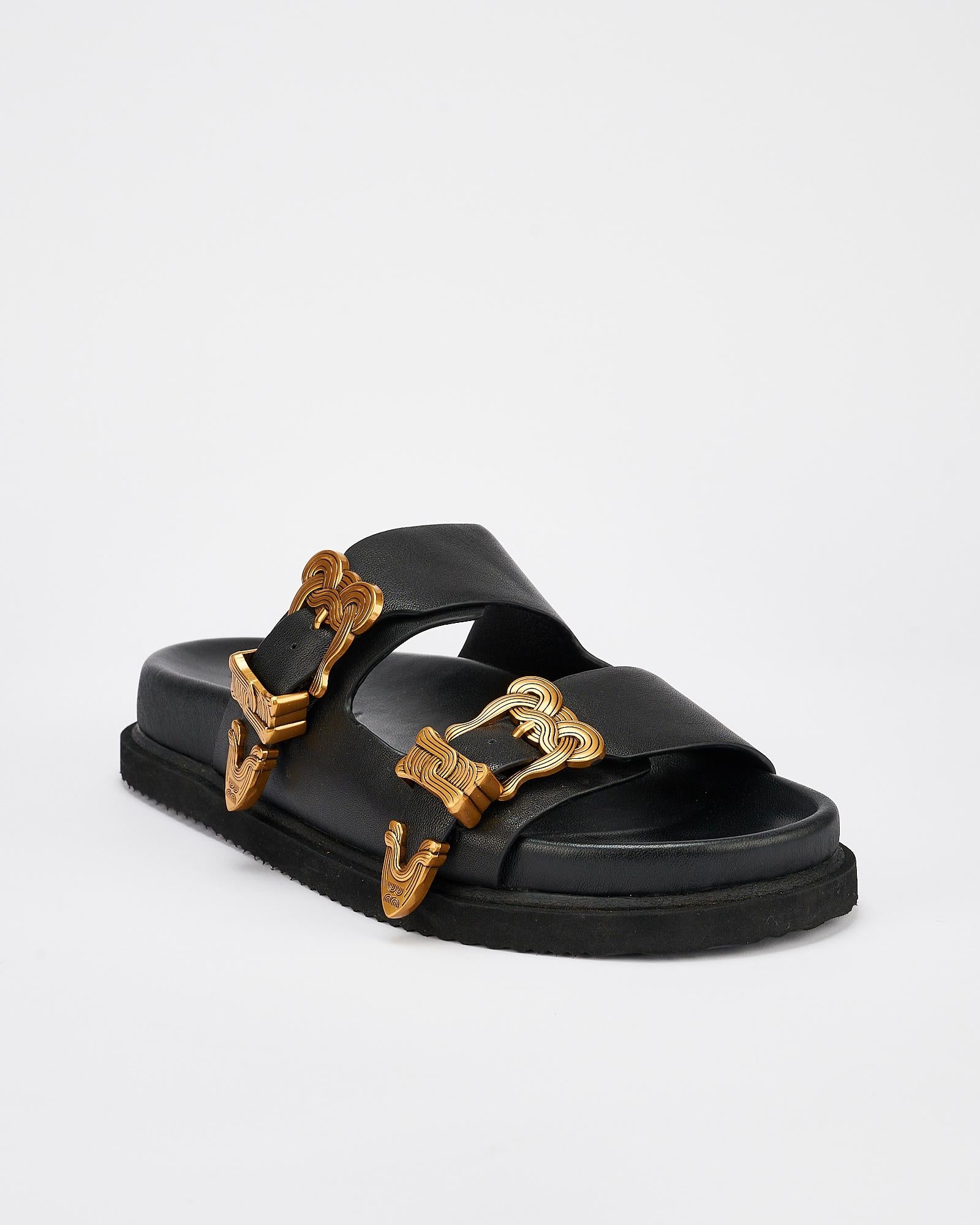 Premium Scribe Footbed Sandals for Men & Women - Black/Gold Orthopedic Support - Perfect for Walking, Travel & Everyday Comfort