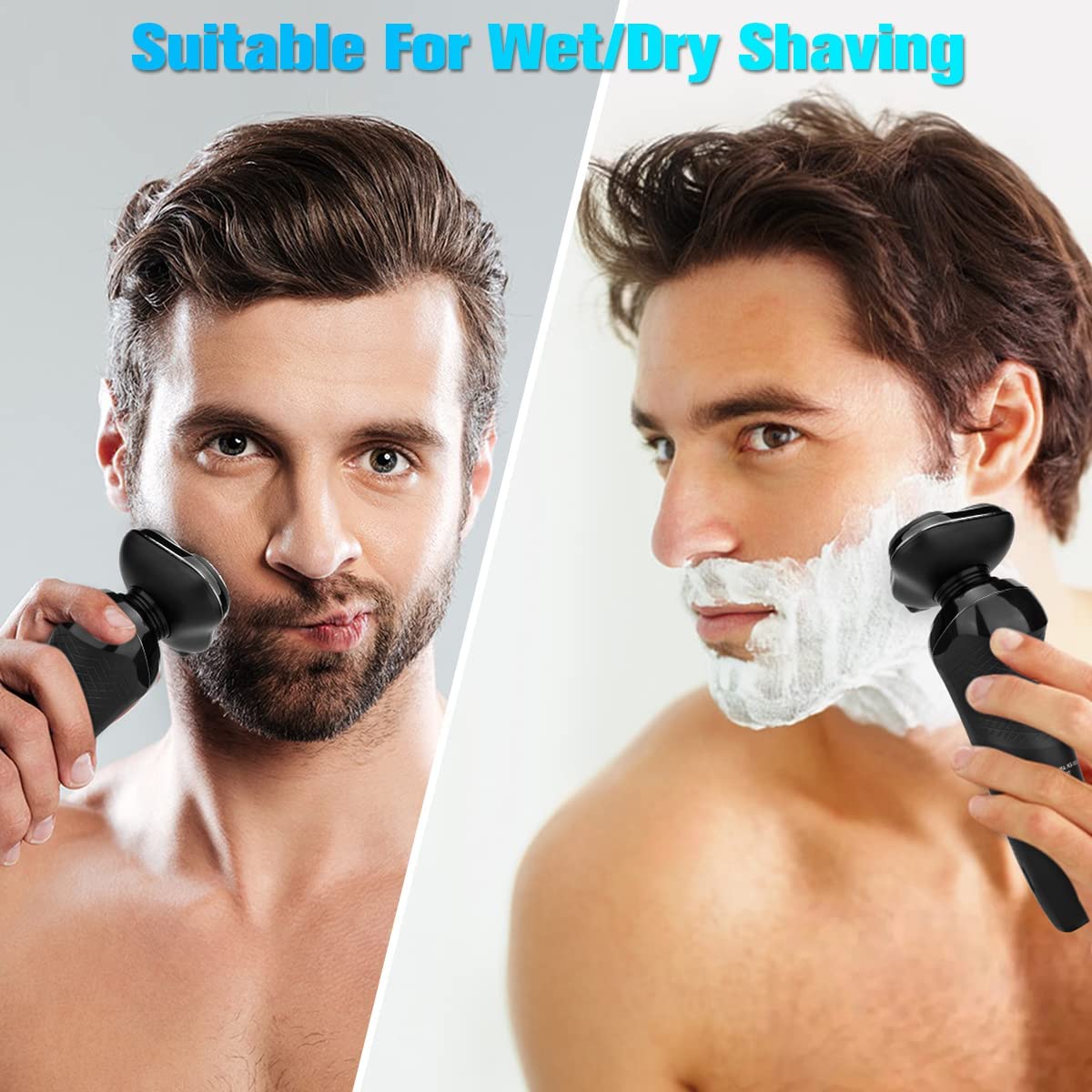 Premium Electric Razor for Men - Waterproof Rechargeable Rotary Shaver with Floating Head & Replaceable Blades | Cordless Travel Shaver for Smooth Shaving | Perfect Gift for Dad, Husband, Boyfriend | Home, Office & Travel Use
