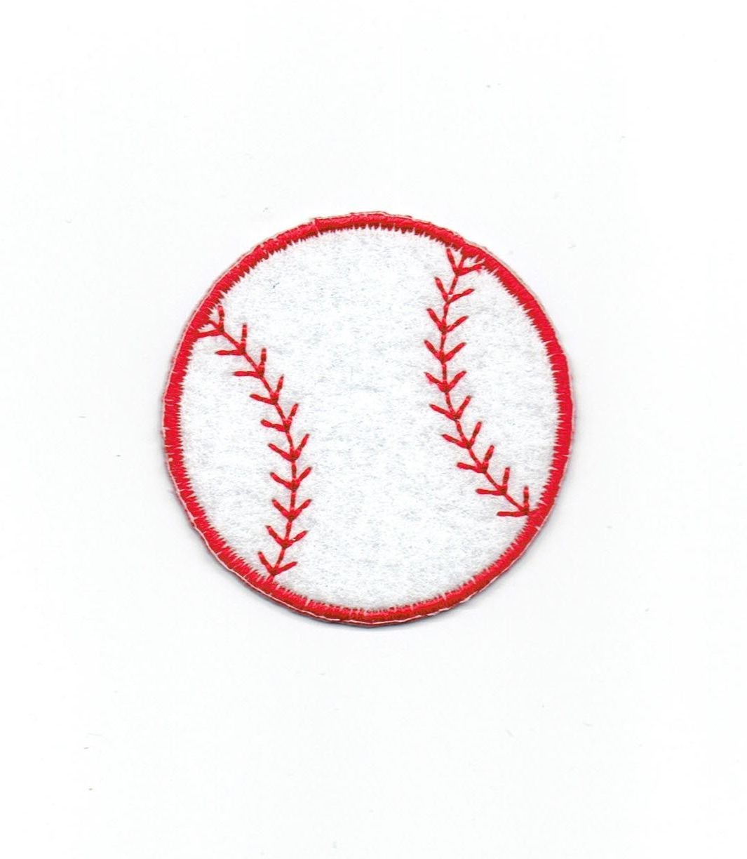 2 Inch Felt Baseball Patch with White and Red Stitching - Embroidered Iron On Applique for DIY Crafts, Jackets, Hats & Backpacks - Perfect for Sports Fans & Custom Clothing Projects