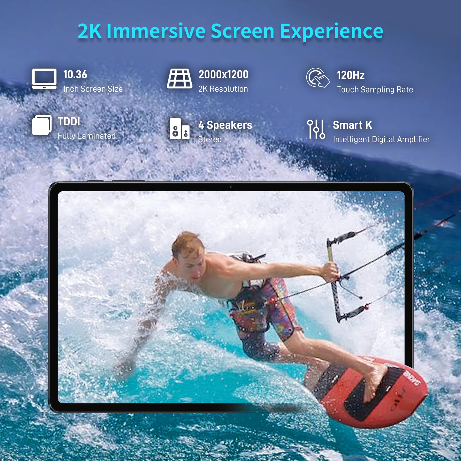 TECLAST T40Air 10.4 Inch Android Tablet - 256GB Storage, Unisoc T616 CPU, 2K FHD Display, 5G WiFi & 4G LTE SIM Support, 13MP Dual Camera - Perfect for Work, Study and Entertainment