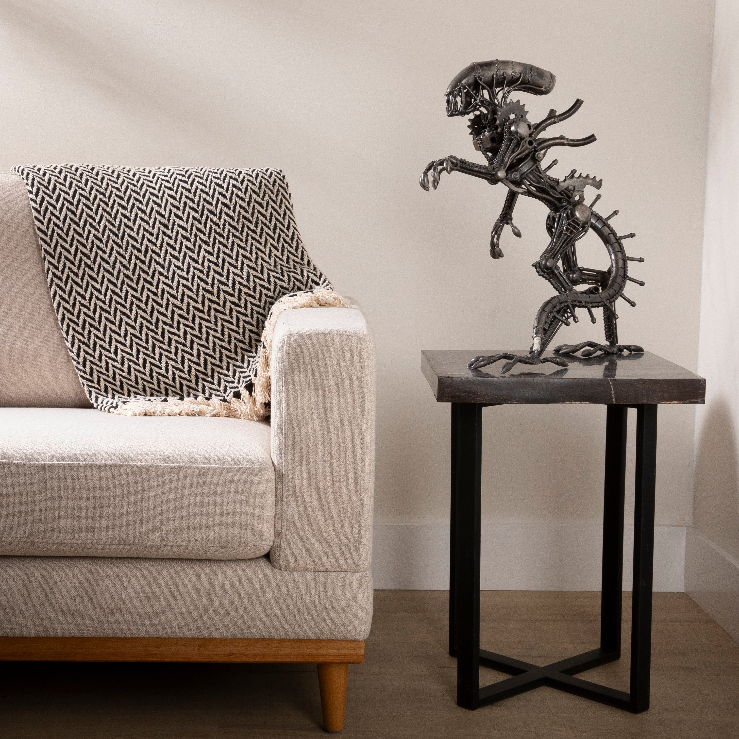 17 Unique Alien-Inspired Recycled Metal Sculpture - Handmade Eco-Friendly Art for Home & Office Decor | Perfect for Sci-Fi Lovers & Sustainable Gifts