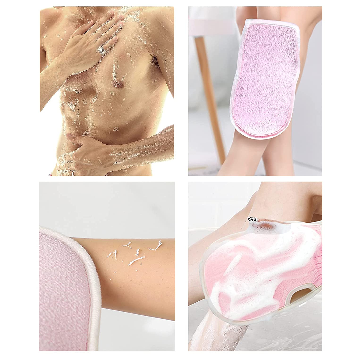 Exfoliating Back Scrubber & Body Scrub Glove Set - Deep Cleansing Bath Sponge for Men & Women - Remove Dead Skin & Unclog Pores - Perfect for Shower, Spa & Daily Skincare Routine
