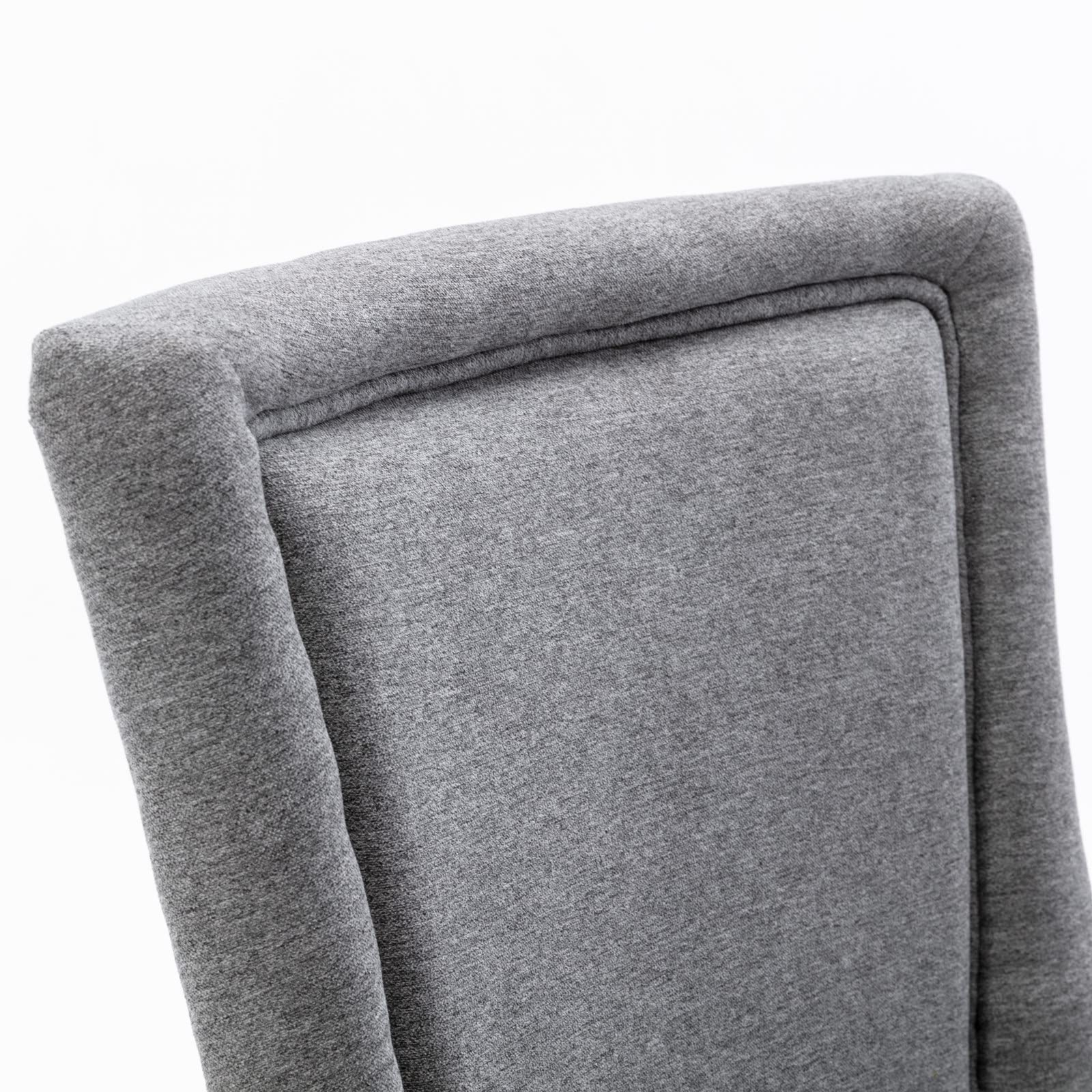 Set of 2 Retro Upholstered Dining Chairs with Solid Wood Legs & Bronze Nailhead Trim - Mid Century Modern Accent Chairs for Dining Room, Living Room or Restaurant Decor (Grey)
