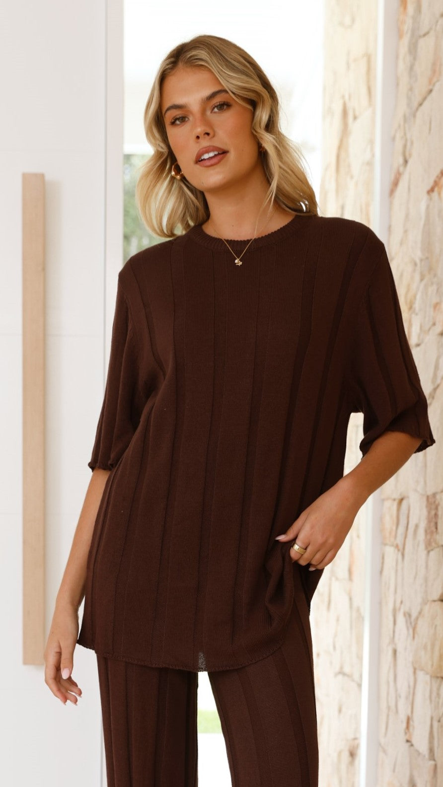 Bayu Knit Top Women's Casual Long Sleeve Sweater - Soft Brown Knitted Pullover for Fall & Winter | Perfect for Office, Date Night & Cozy Home Wear