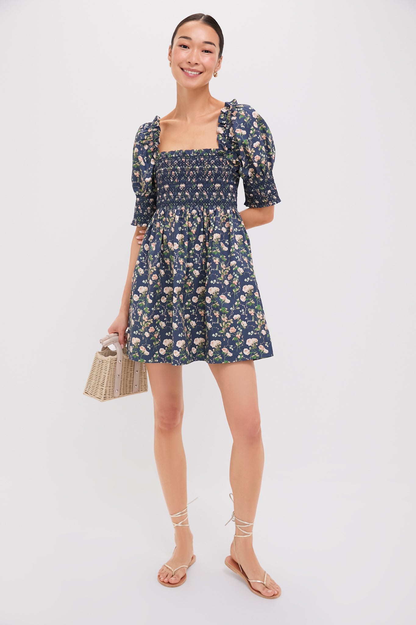 Bluebonnet Navy Lila Nap Dress - Women's Floral Print Summer Dress for Casual Wear, Beach Outings, and Relaxing at Home