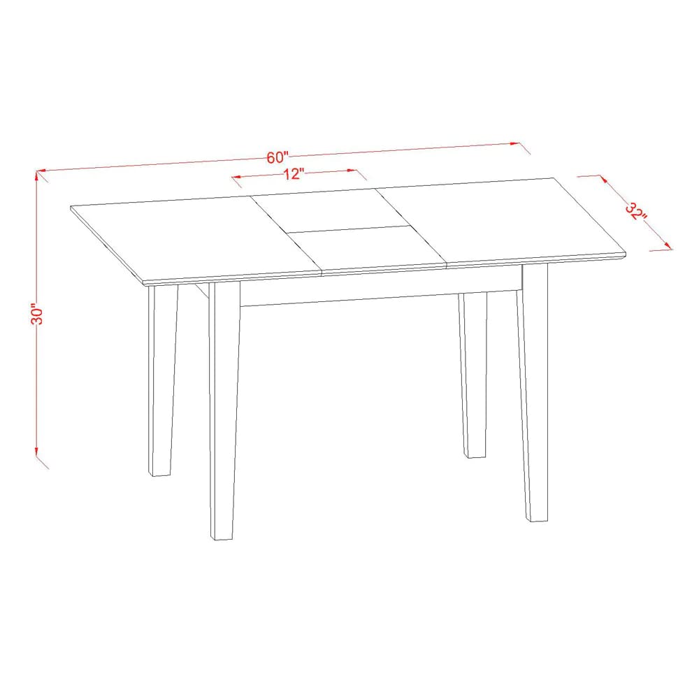 Modern Mahogany Dining Table 32x60 Inch with Butterfly Leaf - Picasso Style Rectangle Kitchen Table by East West Furniture | Perfect for Small Spaces, Family Meals & Dinner Parties
