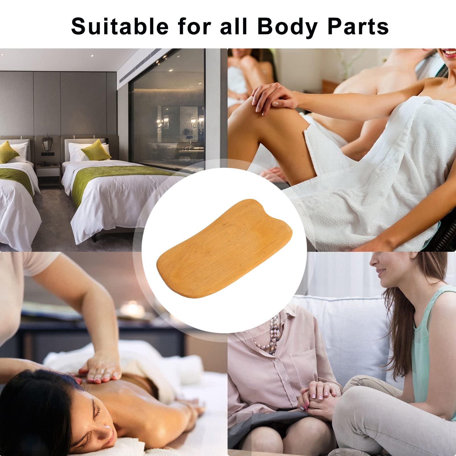Wooden Gua Sha Massager for Body Shaping, Neck & Back Pain Relief, Lymphatic Drainage & Facial Care - Slimming & Skin Tightening Tool for Home Spa & Wellness Routine